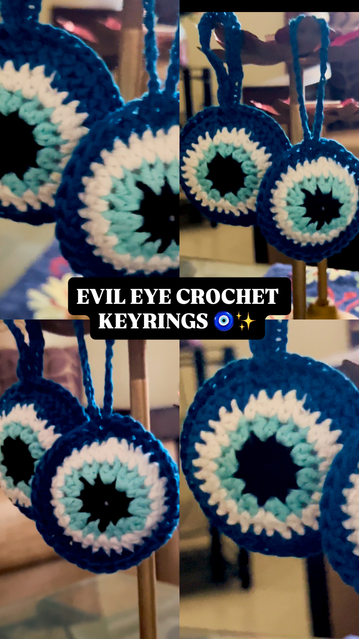 Handmade Crochet Evil Eye Keyring 🧿