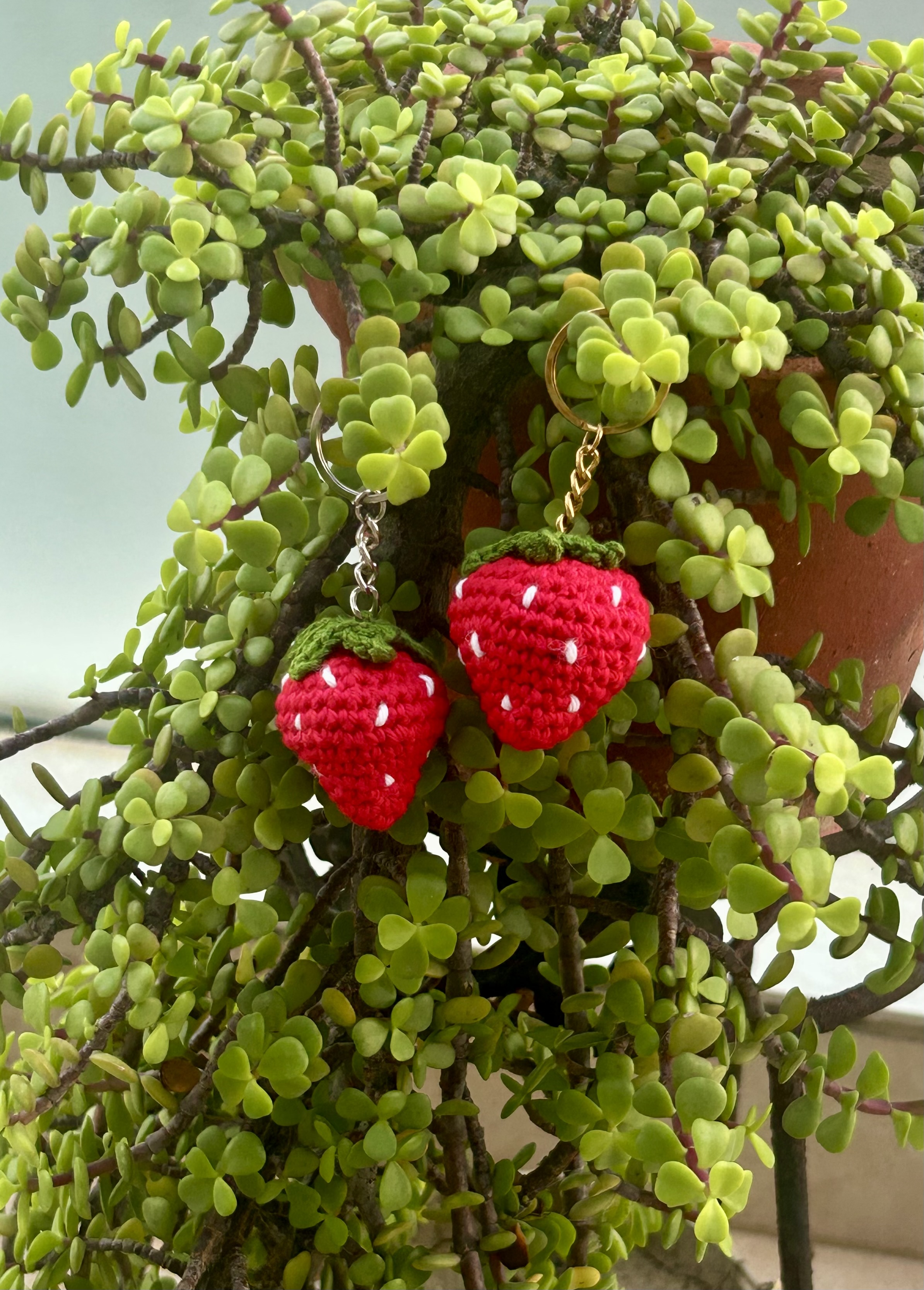 Handmade Crochet Strawberry Keyring 🍓✨