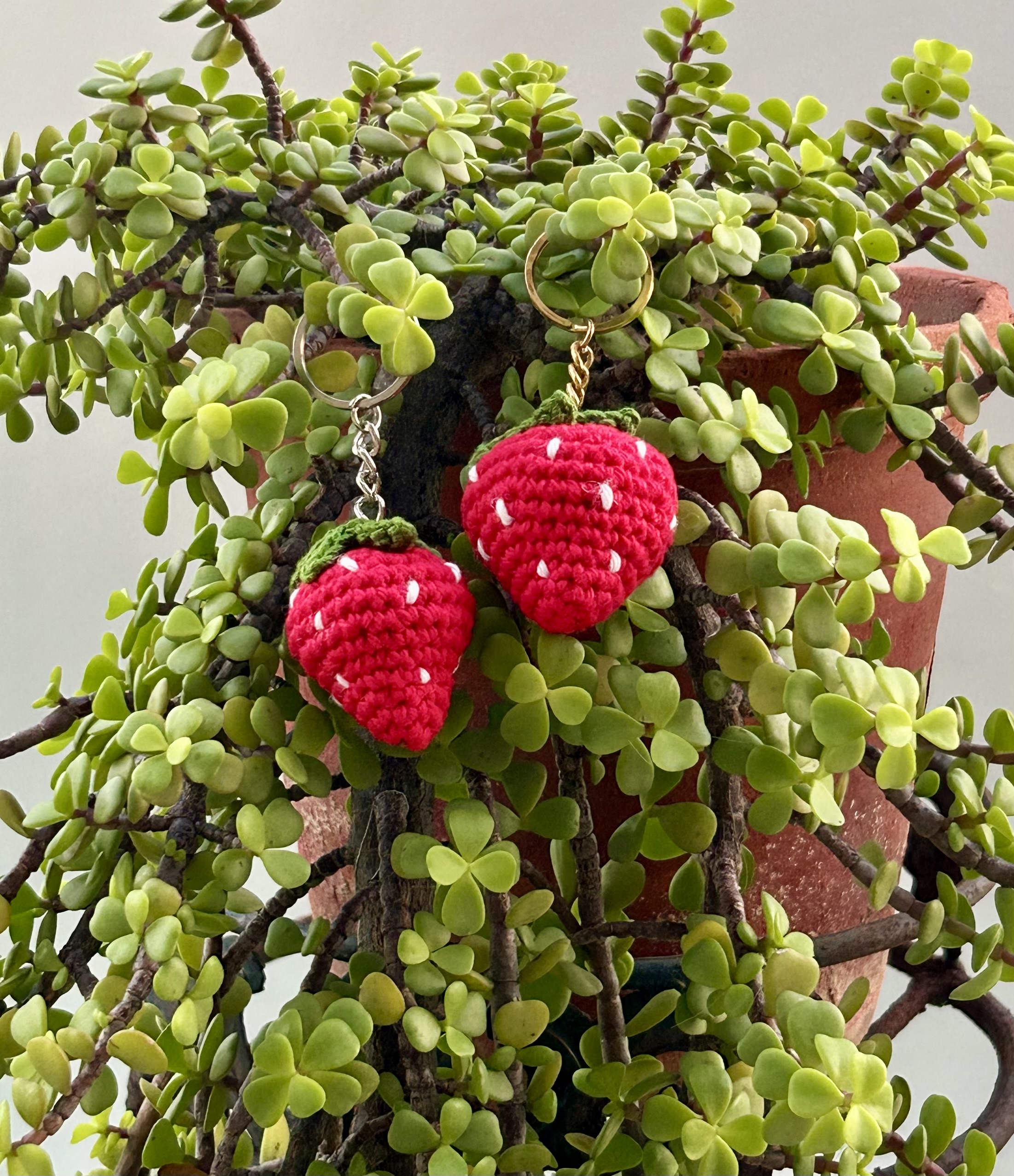 Handmade Crochet Strawberry Keyring 🍓✨