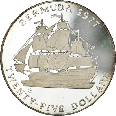 Coin, Bermuda, Elizabeth II 25 Dollars - 1977 - British Royal Mint - MS(64)