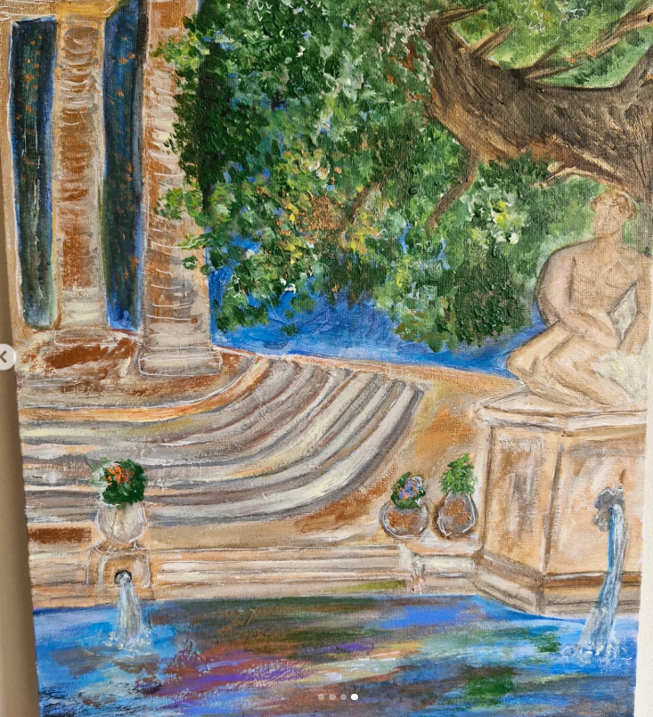 Ancient Greek Garden Scene on A3 Flat Canvas 