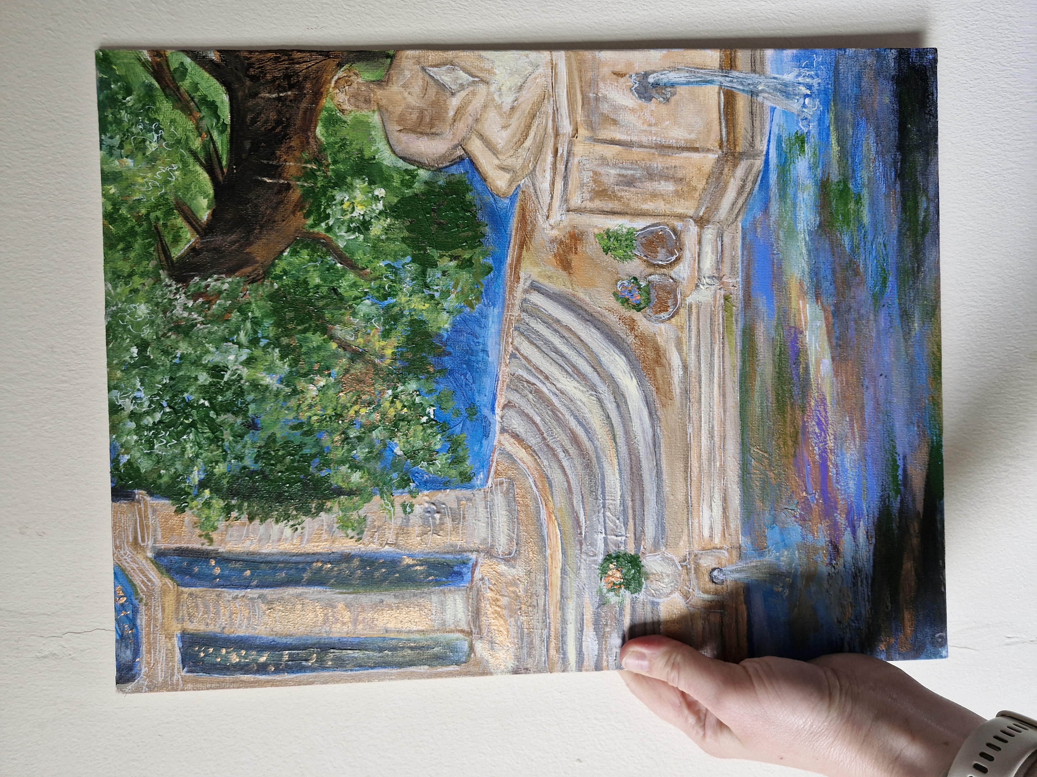 Ancient Greek Garden Scene on A3 Flat Canvas 