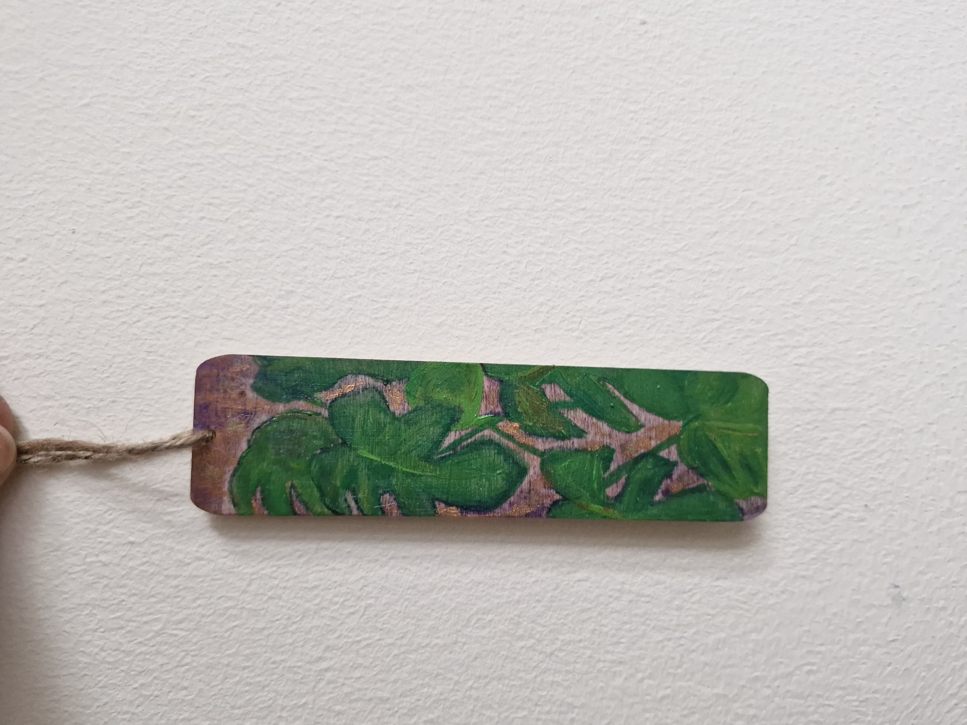 Handpainted Swiss Cheese Plant Wooden Bookmark