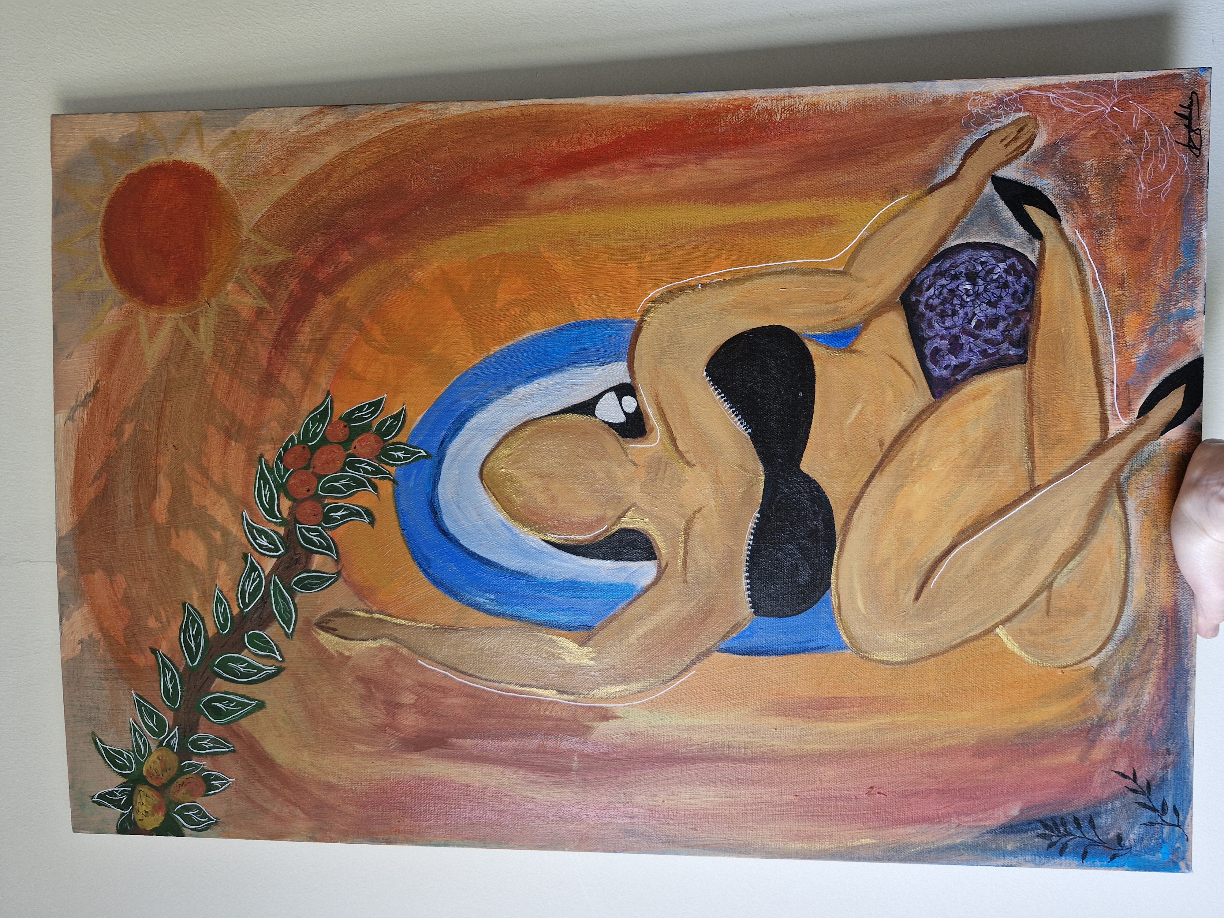 Oranges and Sunshine Painting on A0 Canvas Board