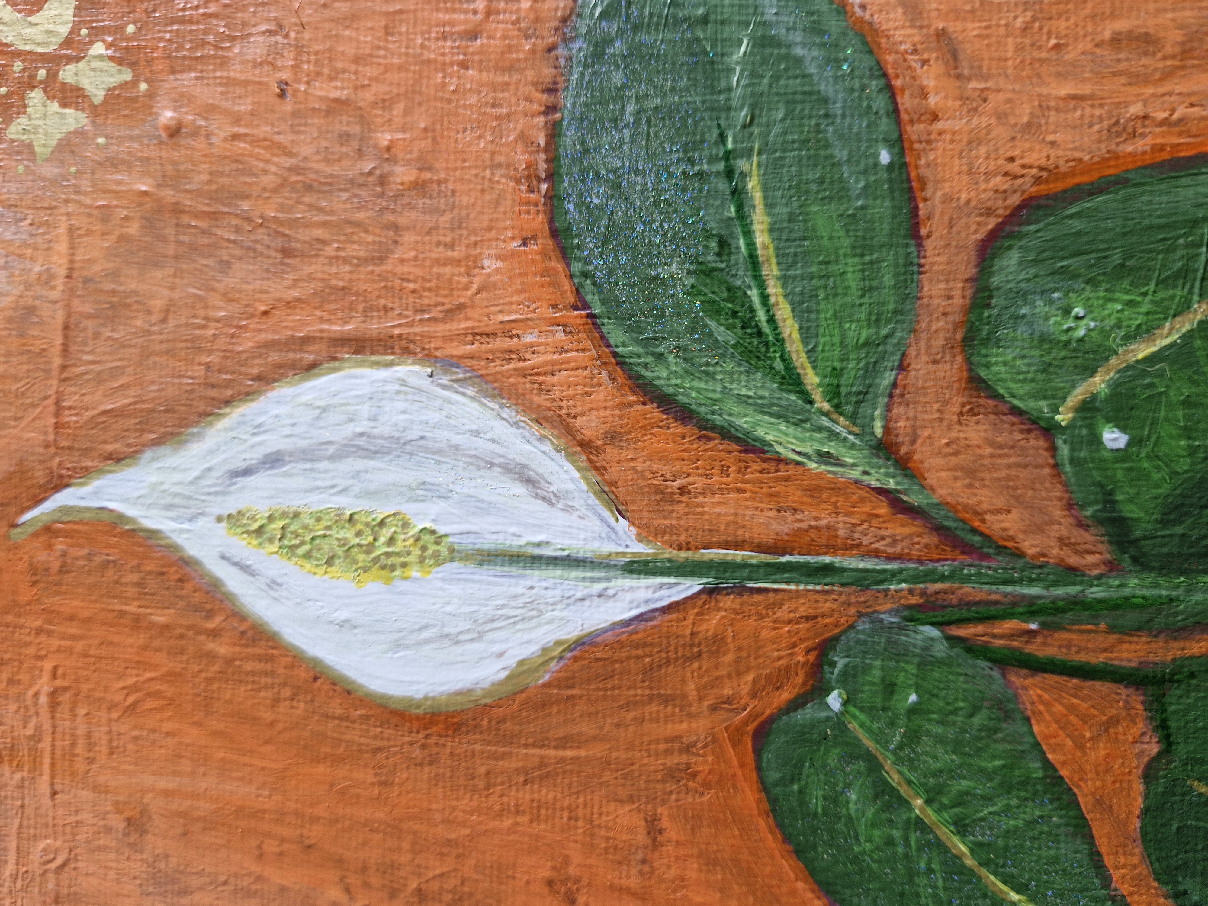 Peace Lily on Flat Canvas A5