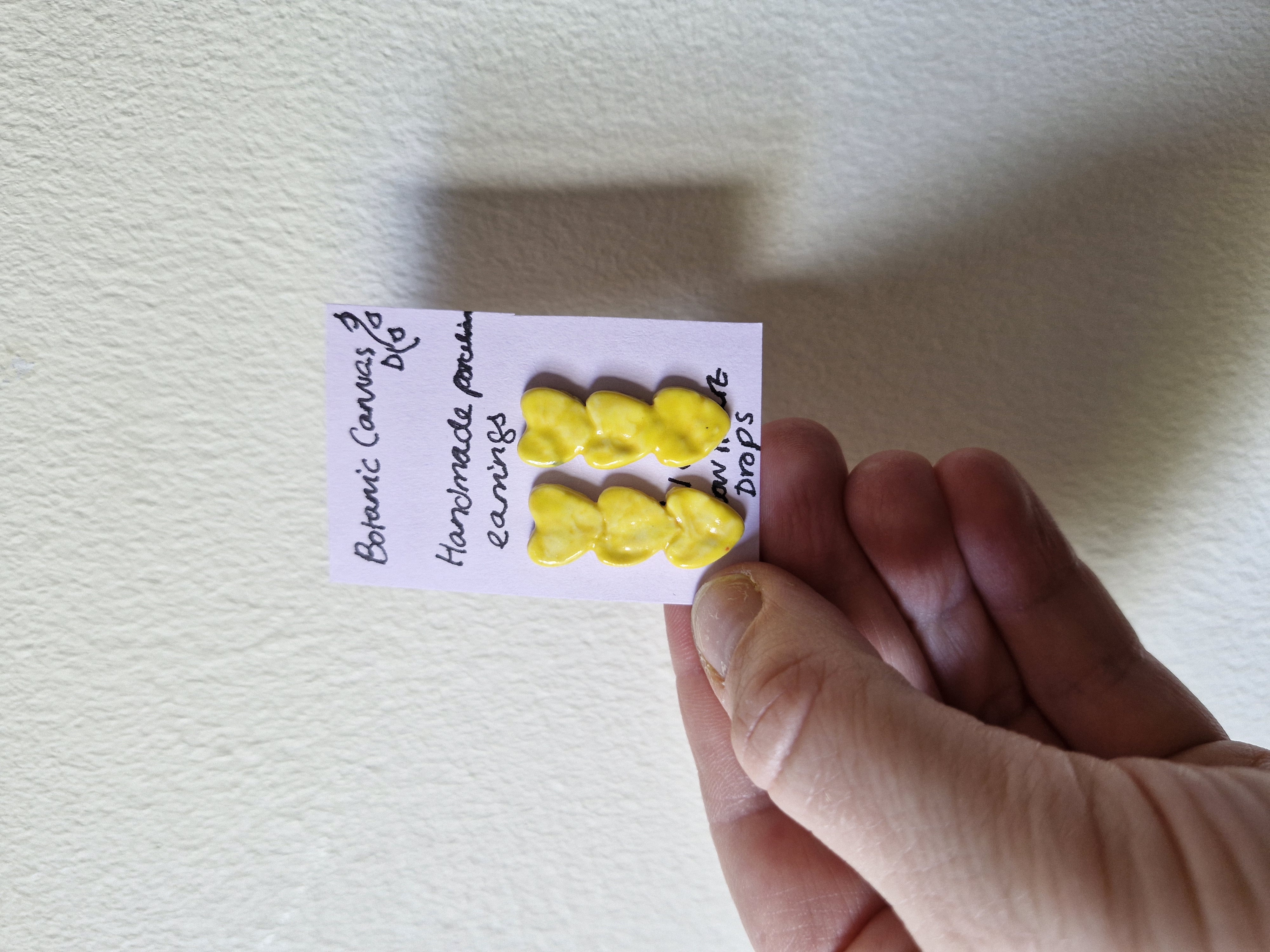 Porcelain Yellow Three Heart Earrings