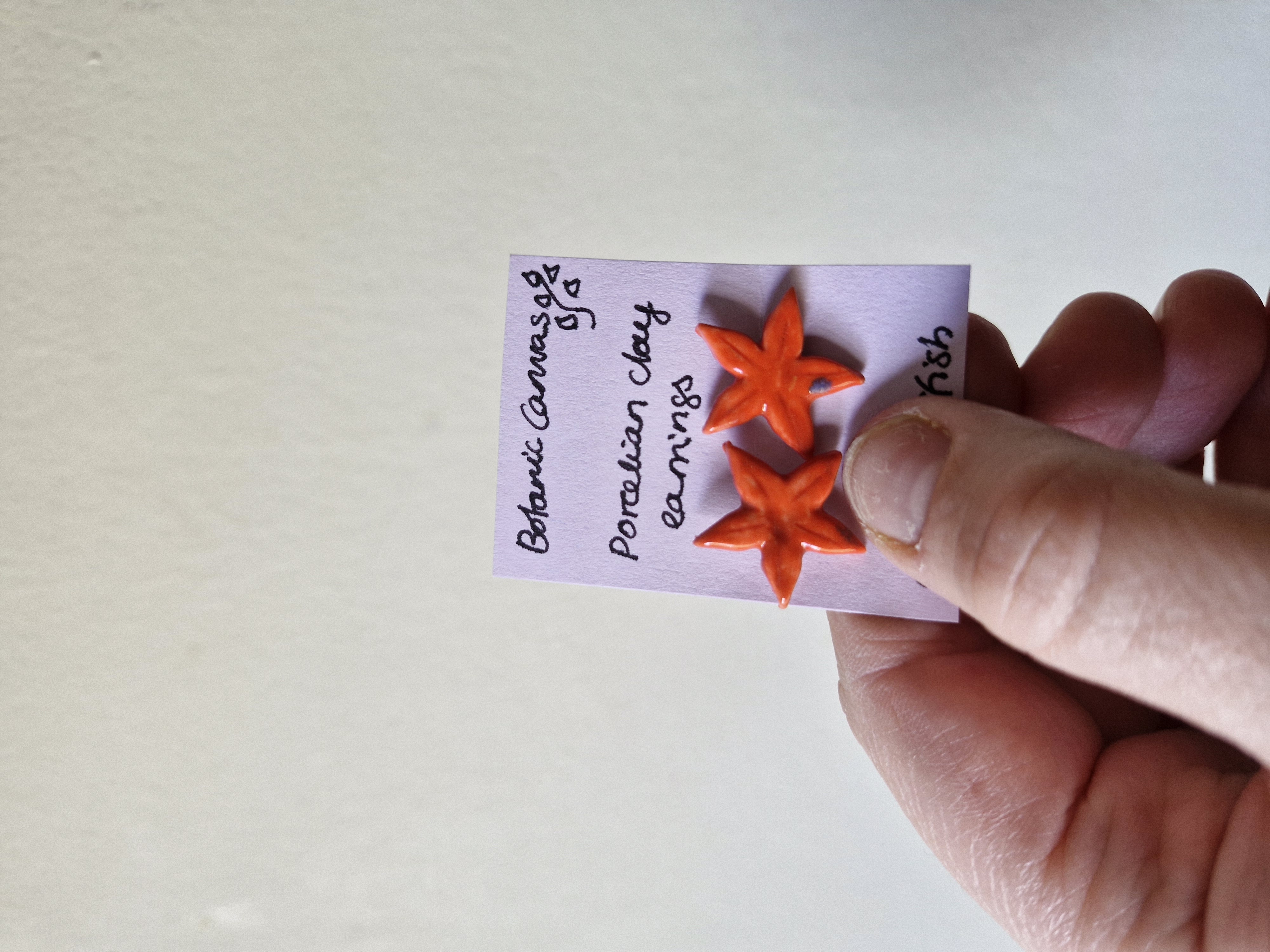 Porcelain Orange Starfish Studs