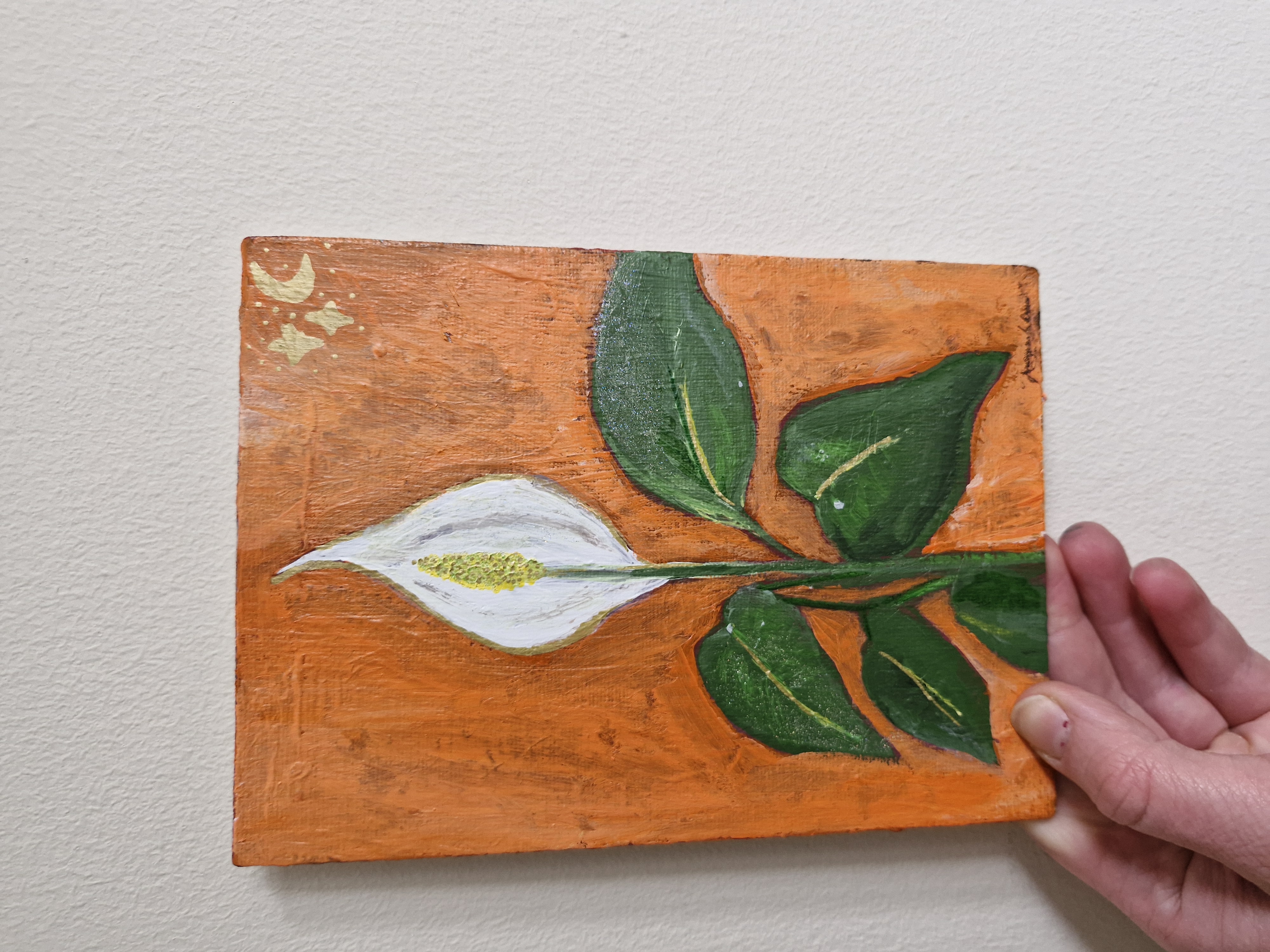 Peace Lily on Flat Canvas A5