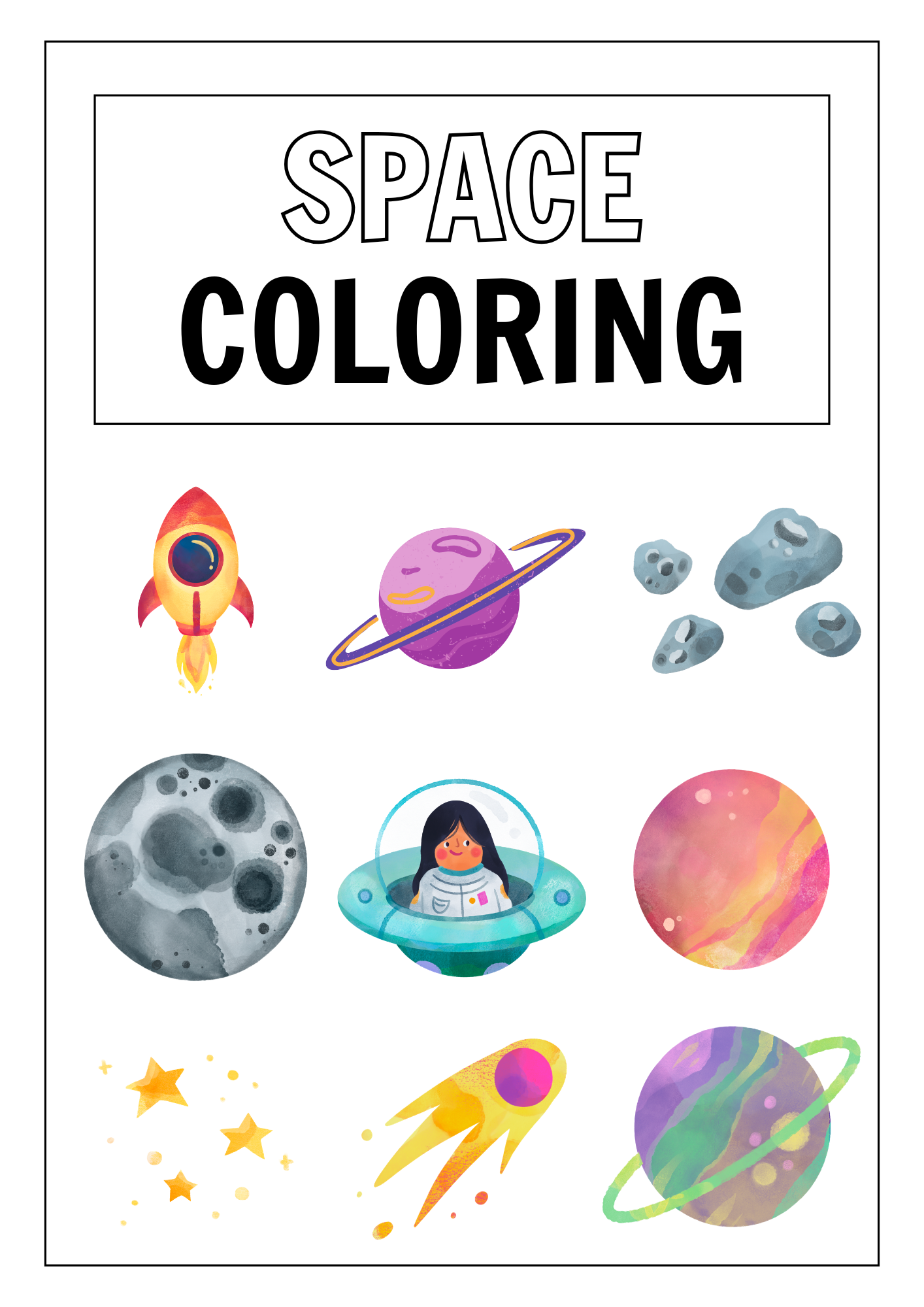 Space-Themed Colouring Pages
