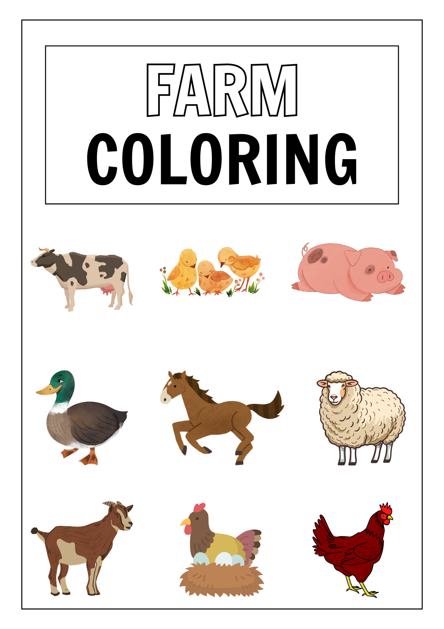 Farm-Themed Colouring Pages