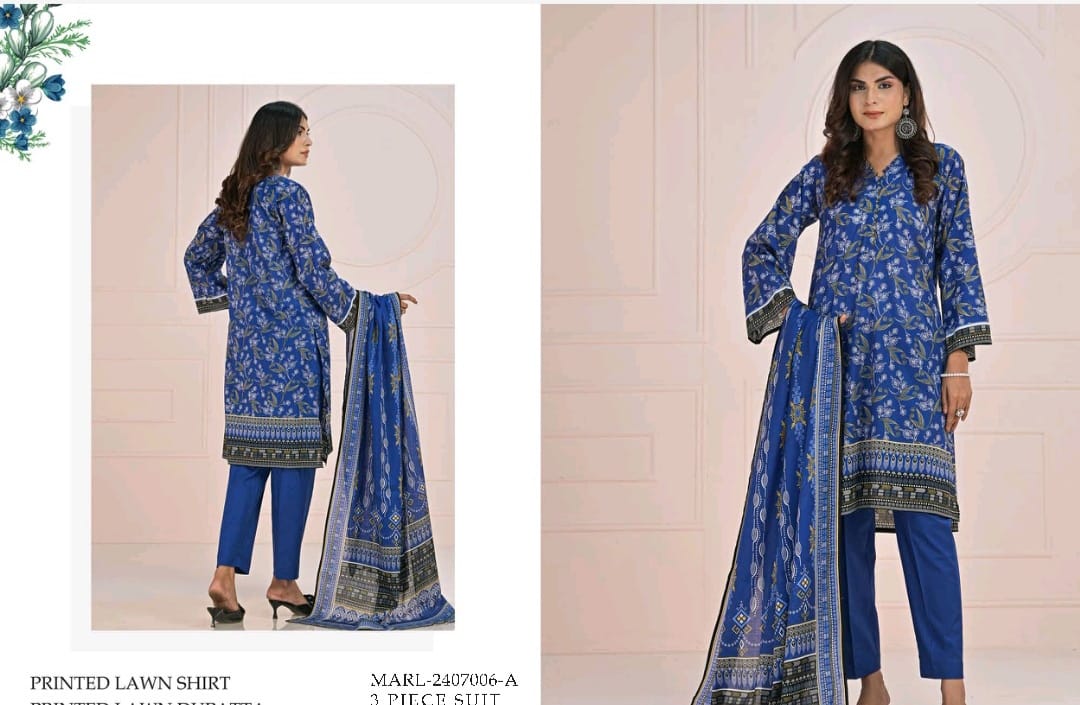 Blue Printed Lawn Shirt