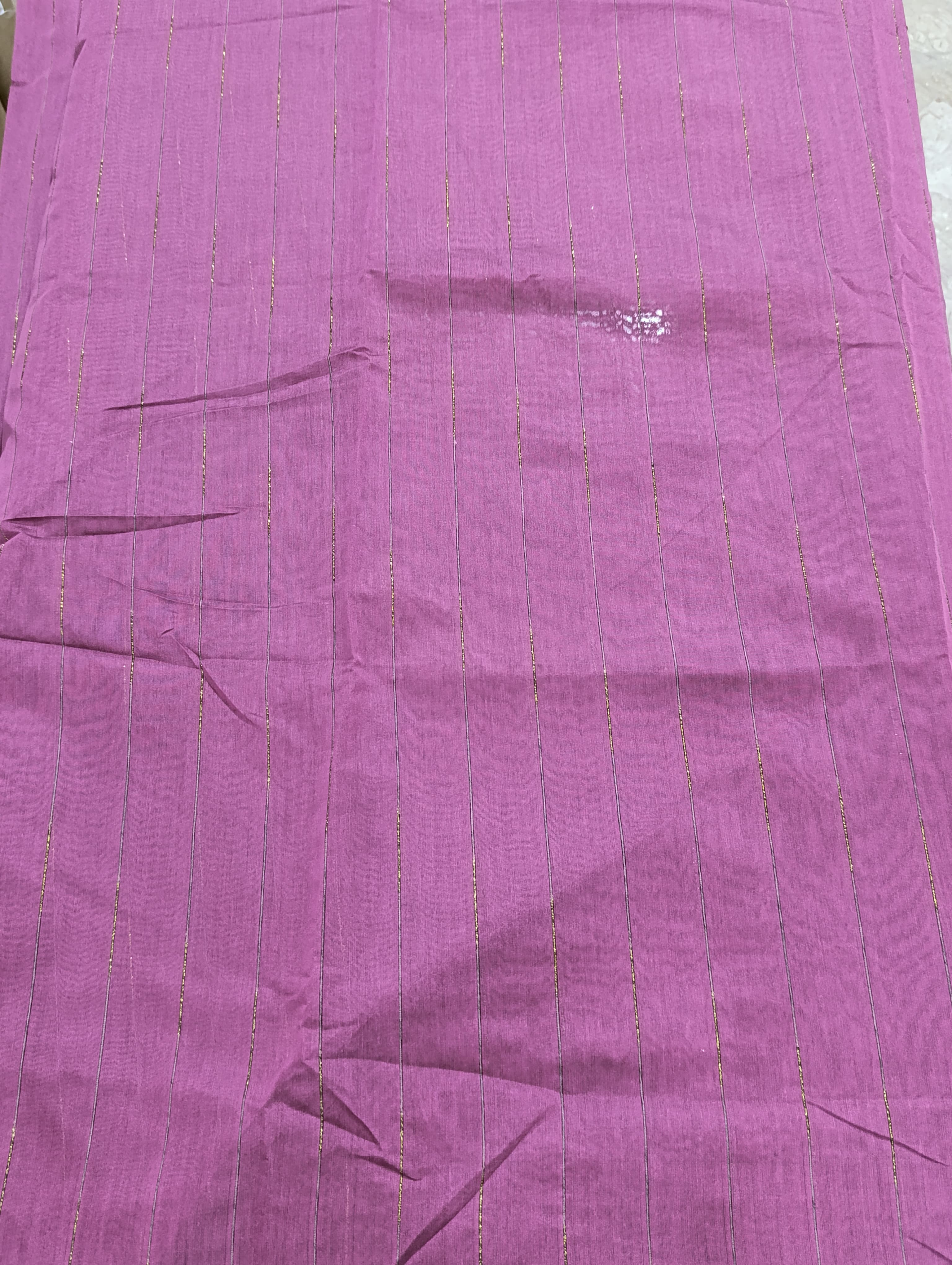 2-Piece Cotton Net Shirt & Dupatta – Magenta with Gold Stripes