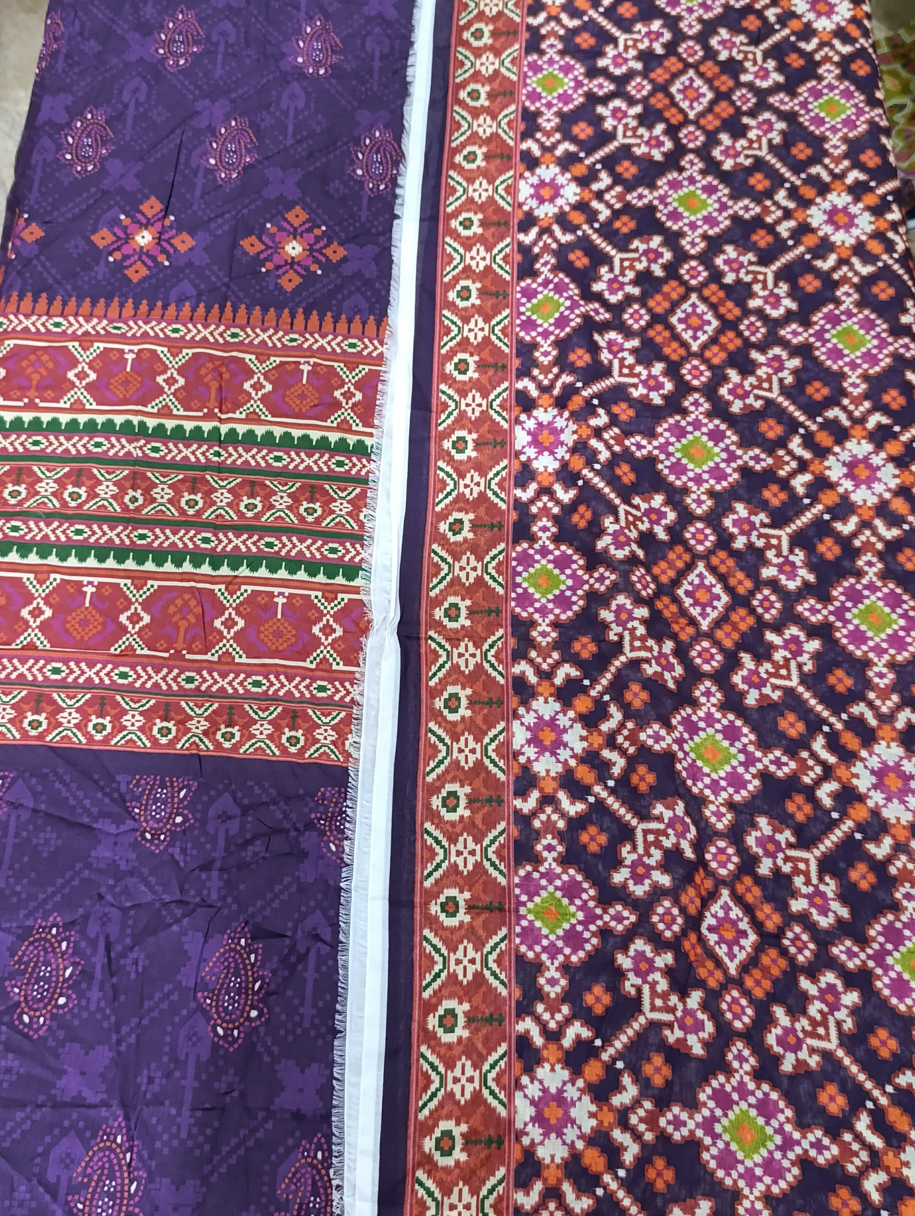 J. Lawn Shirt & Dupatta Set – Purple with Ethnic Print