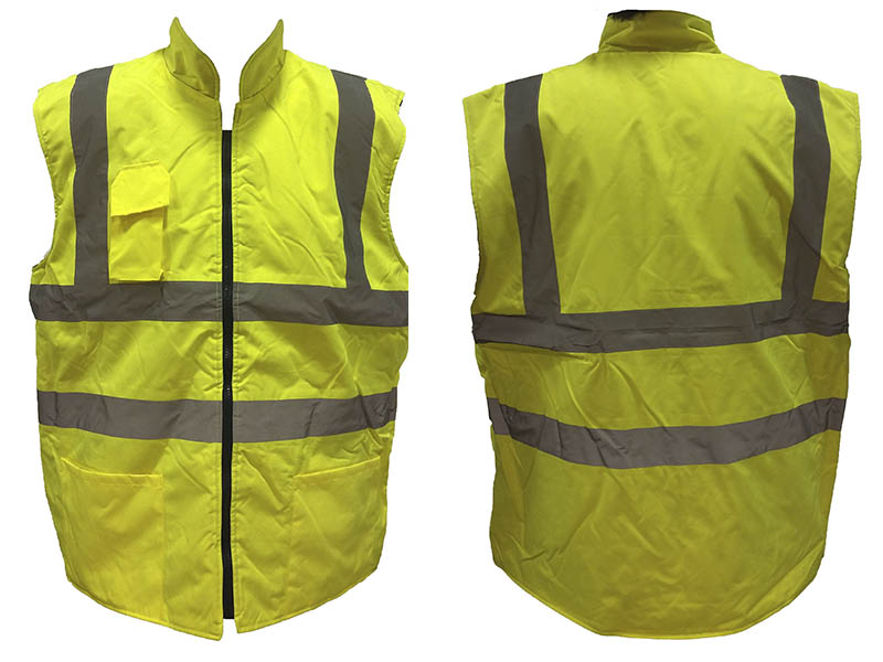 Chaleco reversible con polar azul y cintas reflectivas