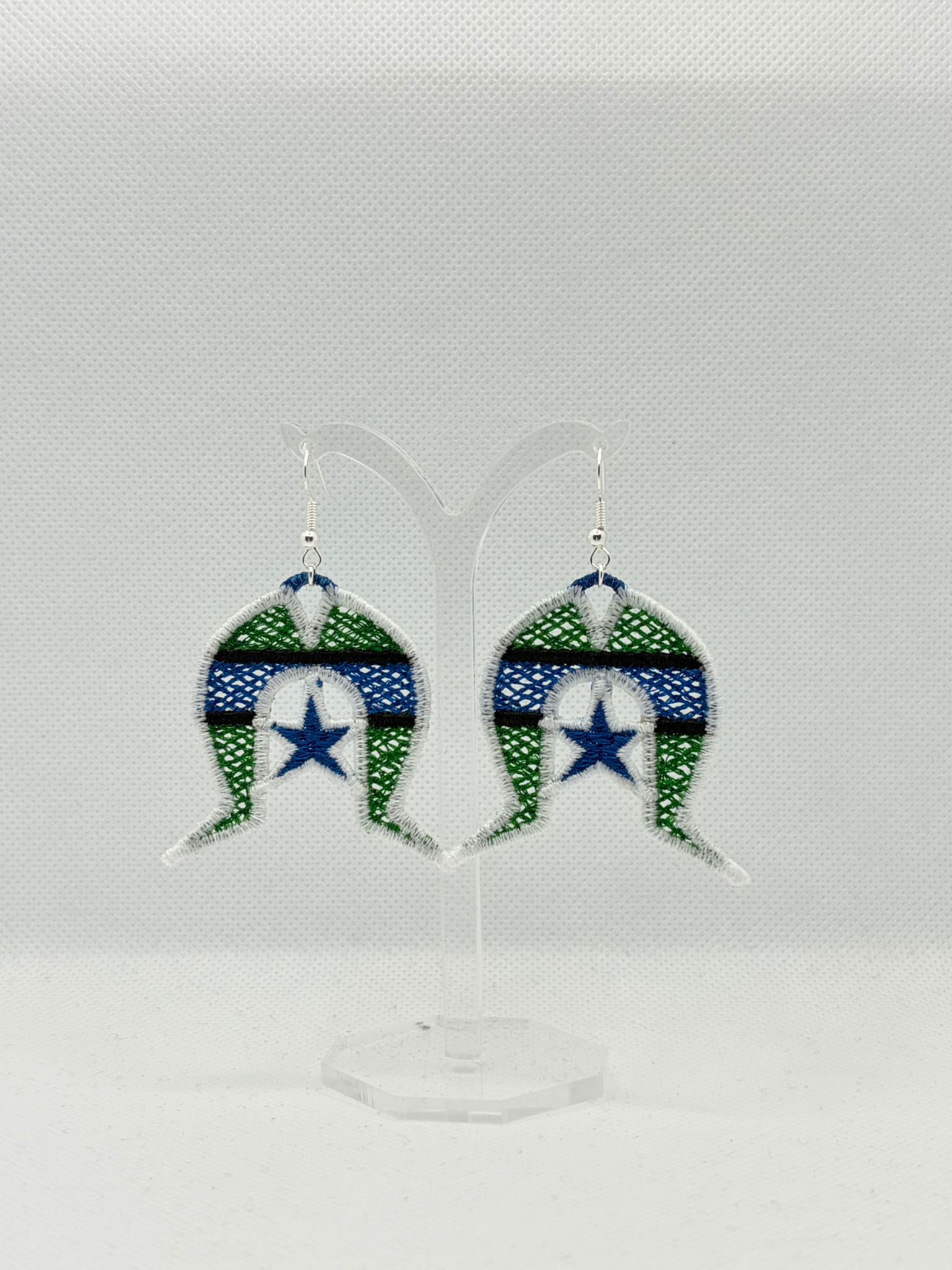 Torres Strait Island Flag Coloured Dhoeri Earrings With White Outline