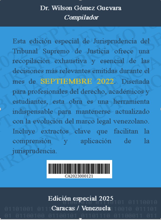 Jurisprudencia Tribunal Supremo de Justicia TSJ Septiembre 2022