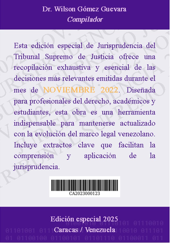 Jurisprudencia Tribunal Supremo de Justicia TSJ Noviembre 2022