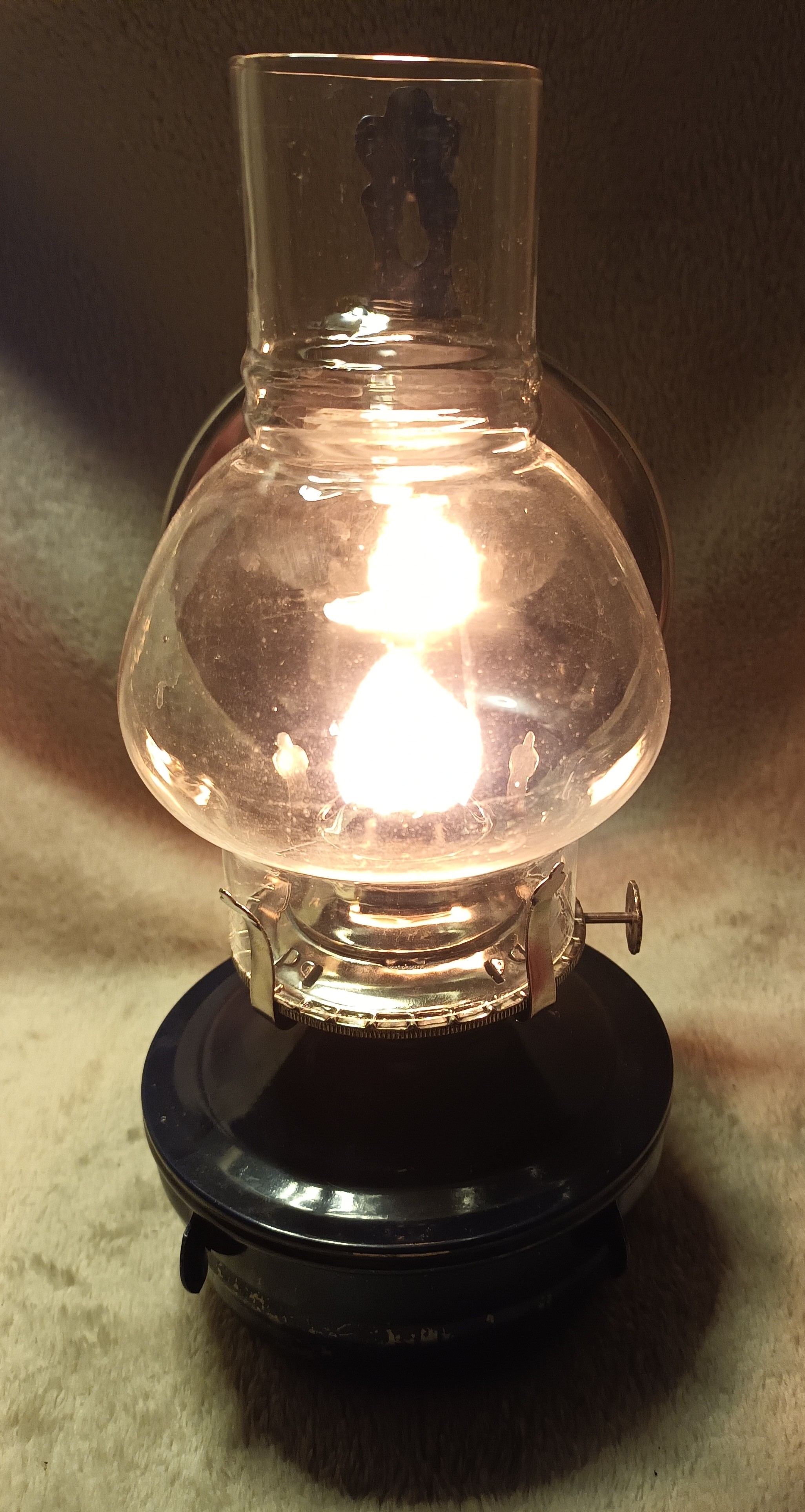 Vintage Lamplight Farms Blue Wall Hanging Oil Lamp 1960's