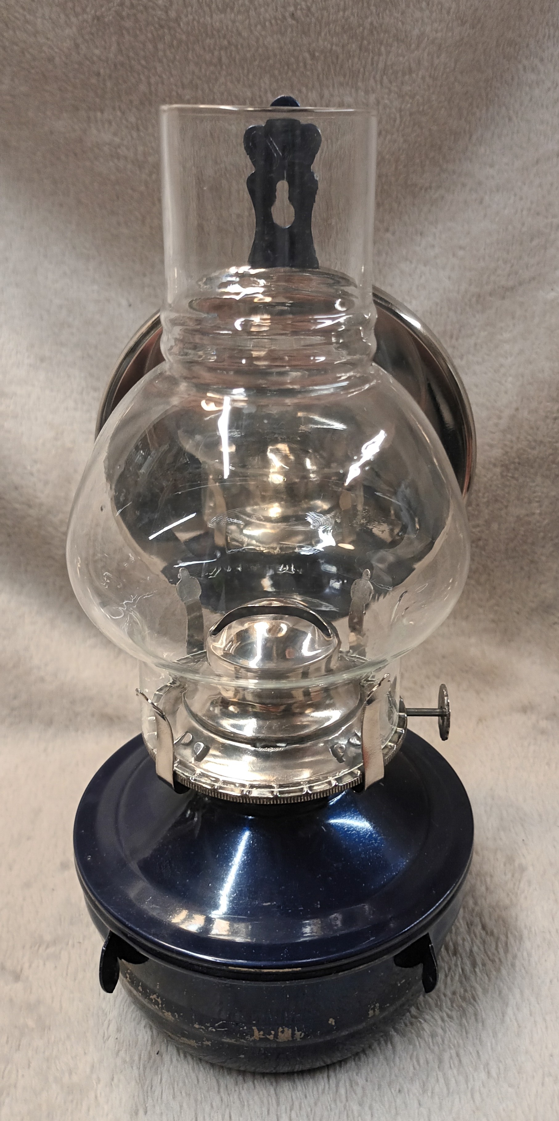 Vintage Lamplight Farms Blue Wall Hanging Oil Lamp 1960's