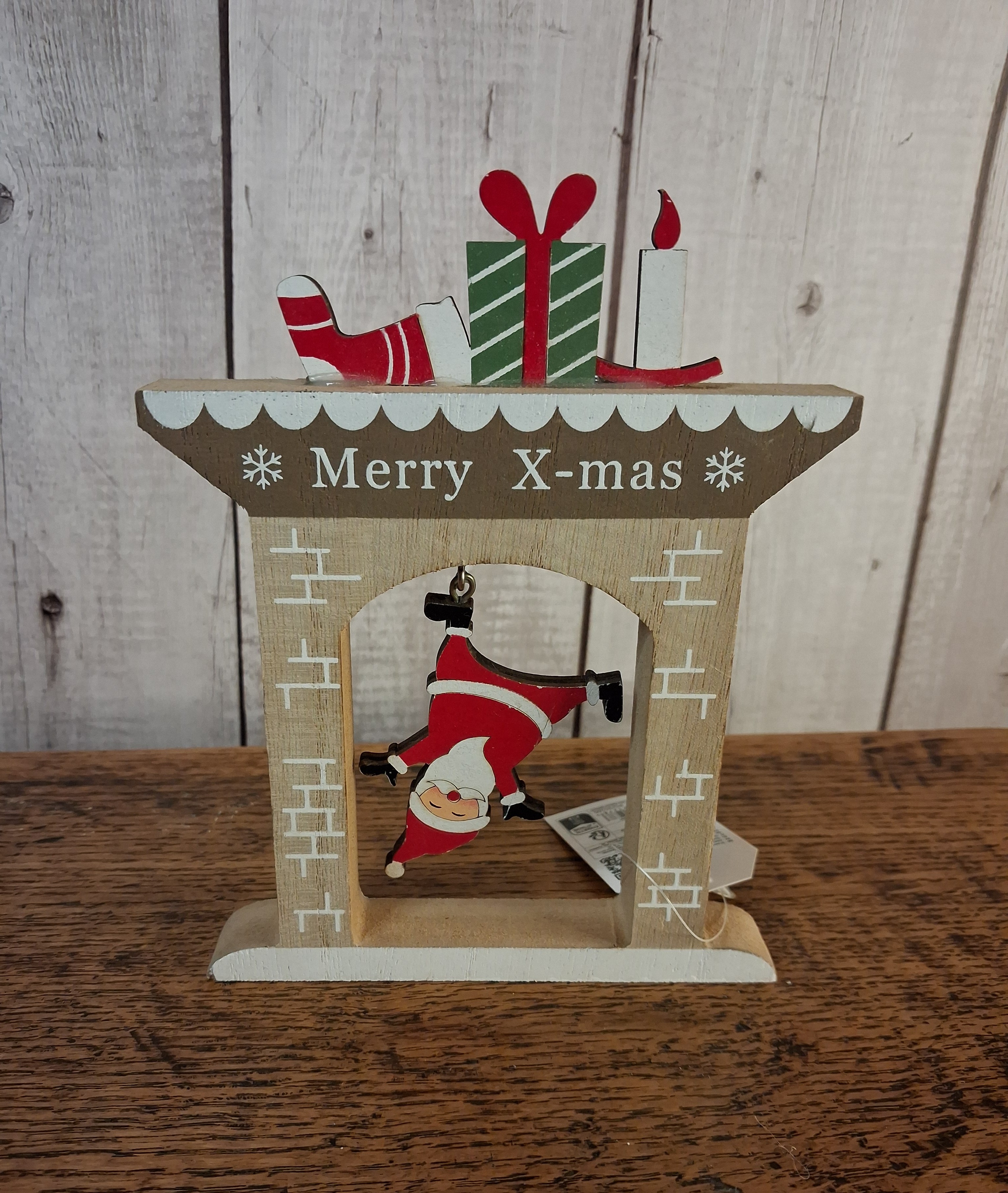 Wooden Festive Decoration Falling Santa