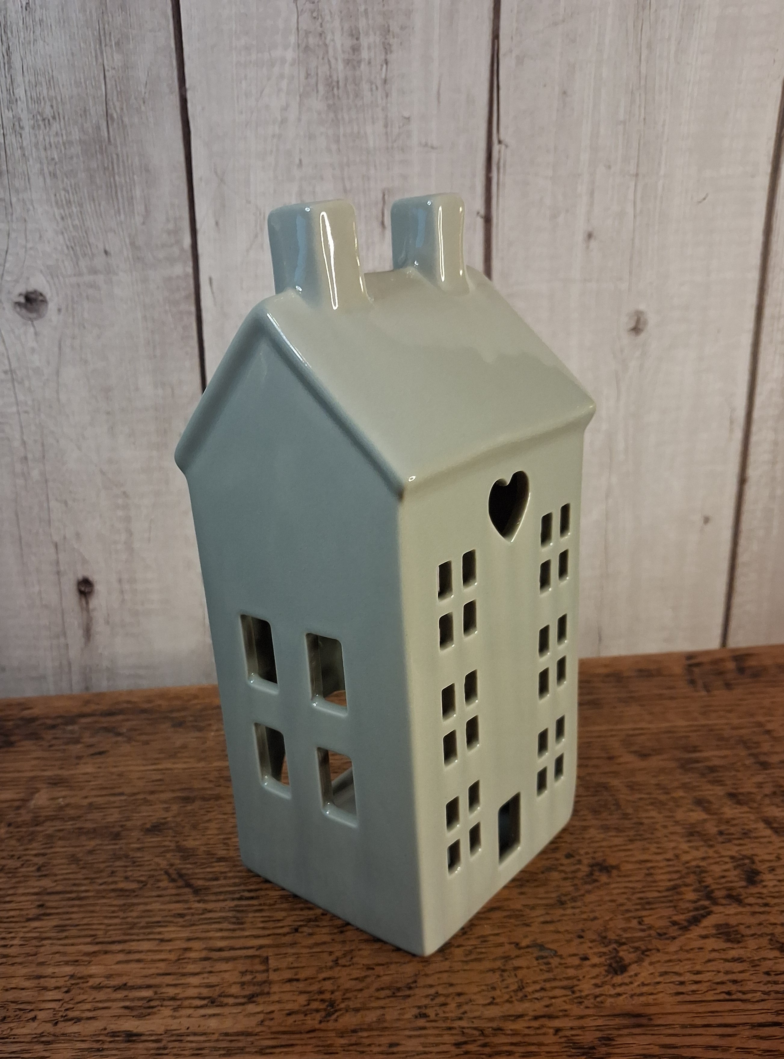 Dainty Grey House T-light Holder, 21cm Tall