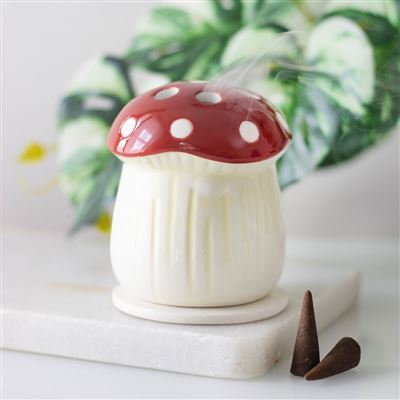 Mushroom Incense Cone Burner With Free Box Of Satya Cones
