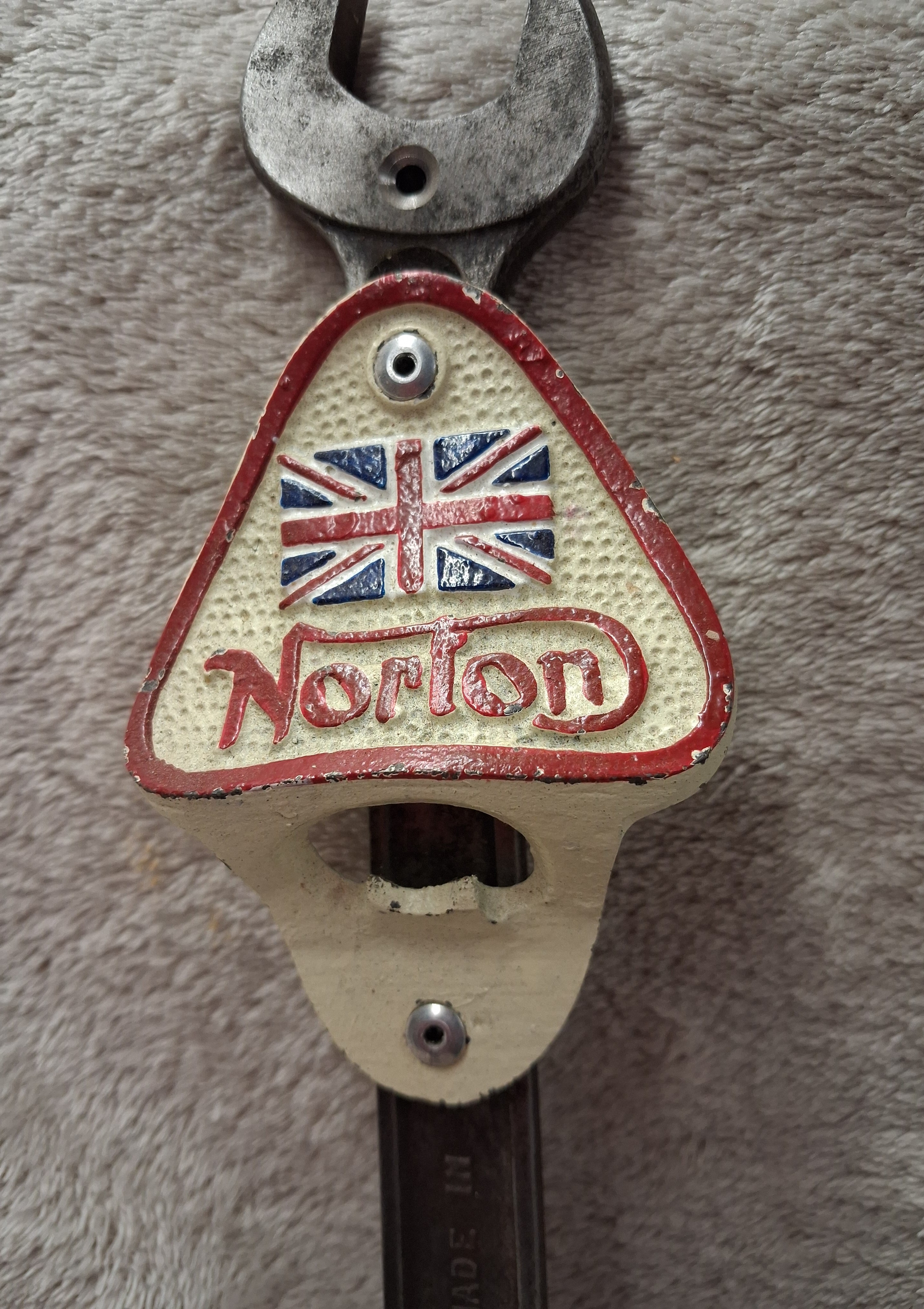 Vintage Wrench Bottle Opener with Norton Logo