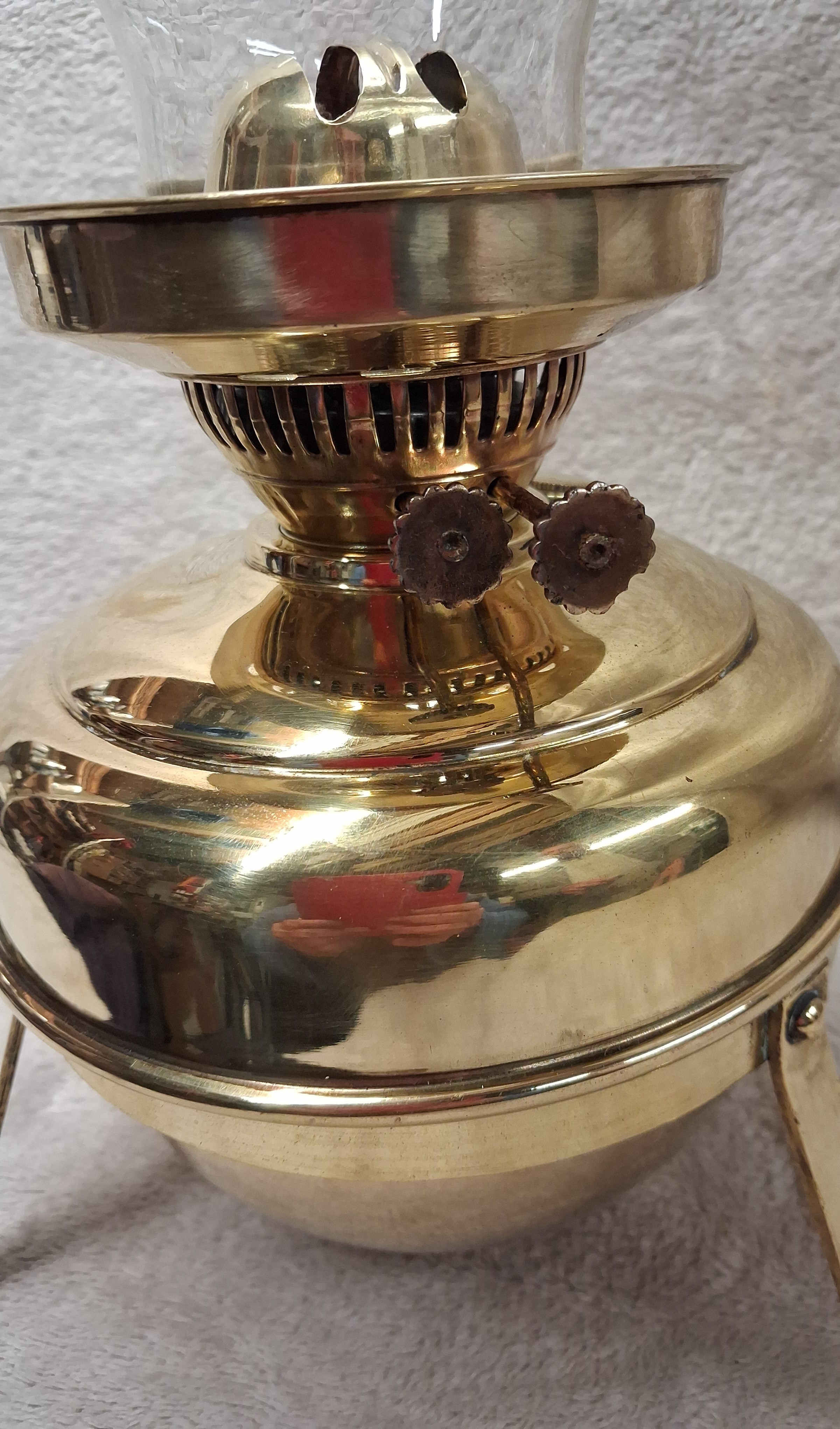 Antique Large Brass Table Lamp on Tripod Stand