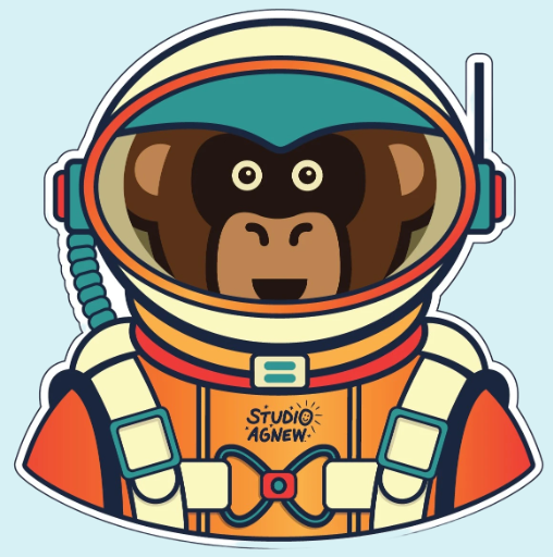 Project Ham – Retro Astronaut Monkey Sticker 
