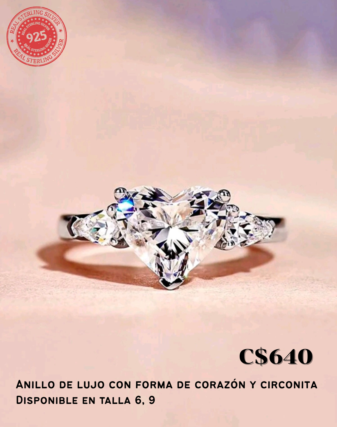 Anillo de lujo con forma de corazón