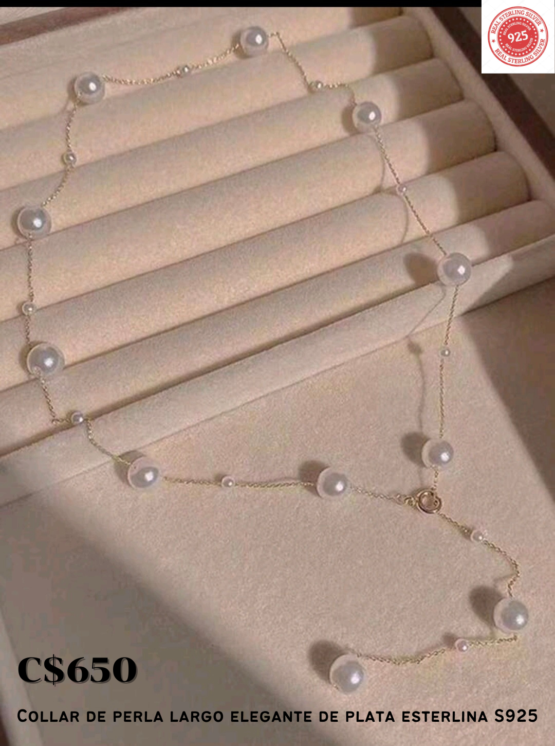 Collar de perla larga S925