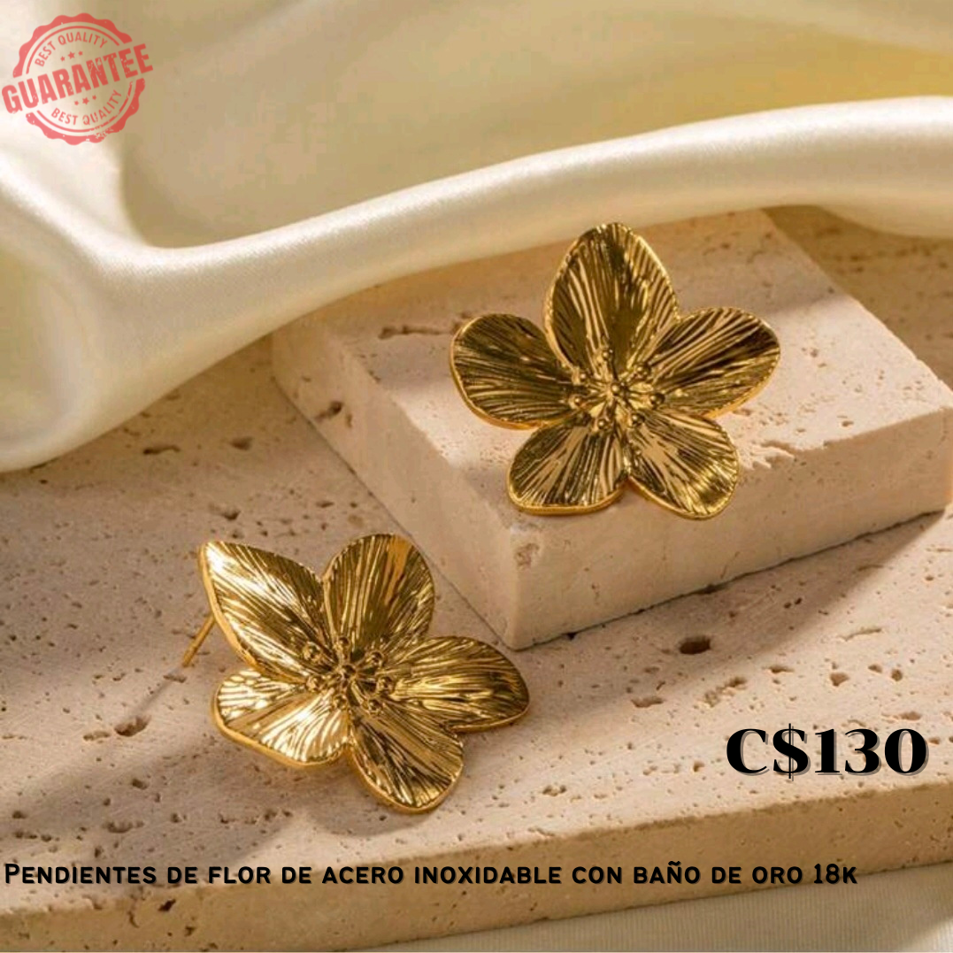 Pendientes de flor de acero inoxidable