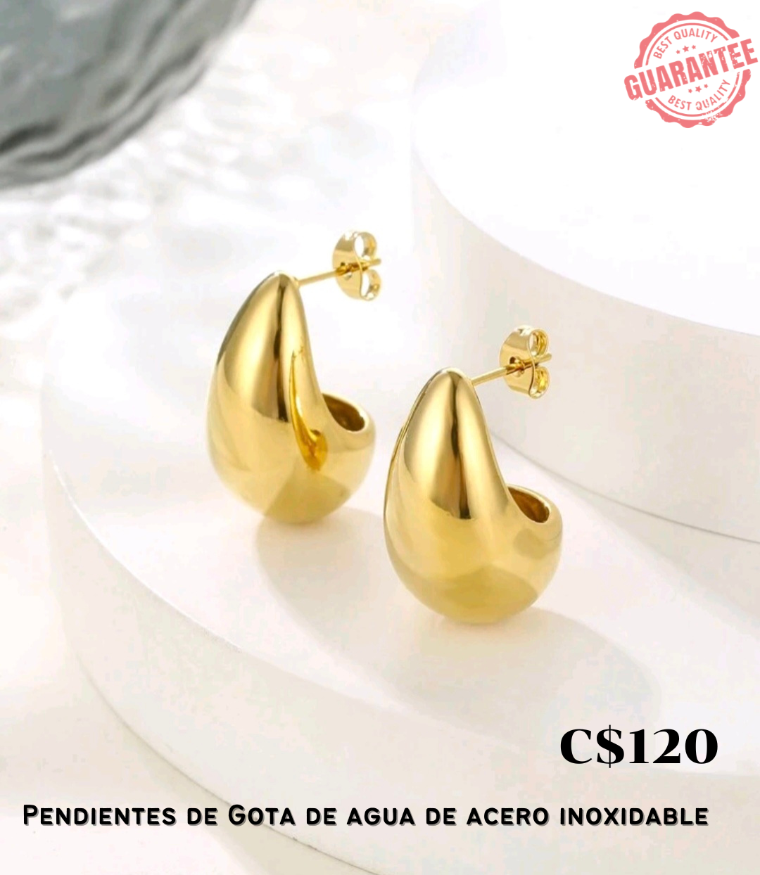 Pendientes de Gota de agua de acero inoxidable