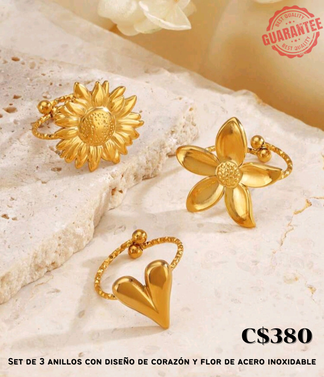 Set de anillos de acero inoxidable