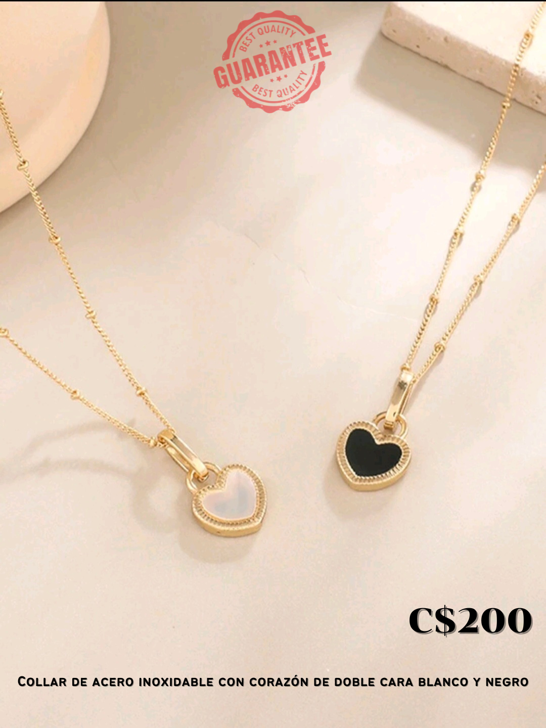 Collar de acero inoxidable con corazón