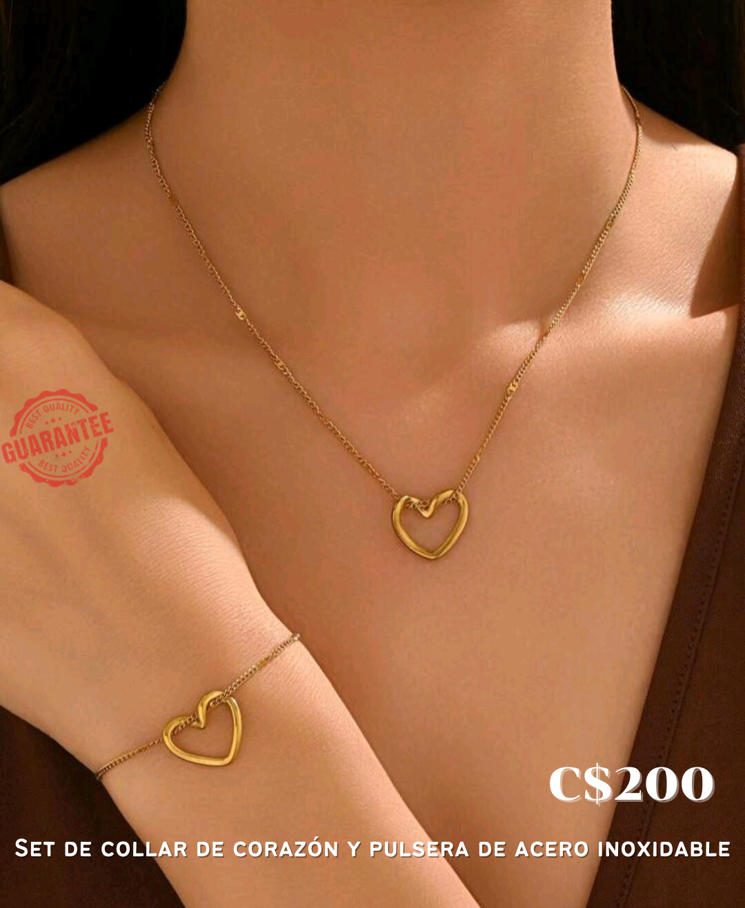 Set de collar y pulsera de corazón