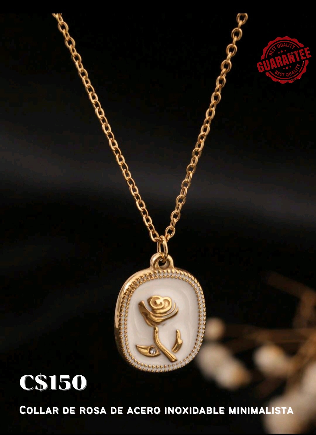 Collar con colgante de rosa