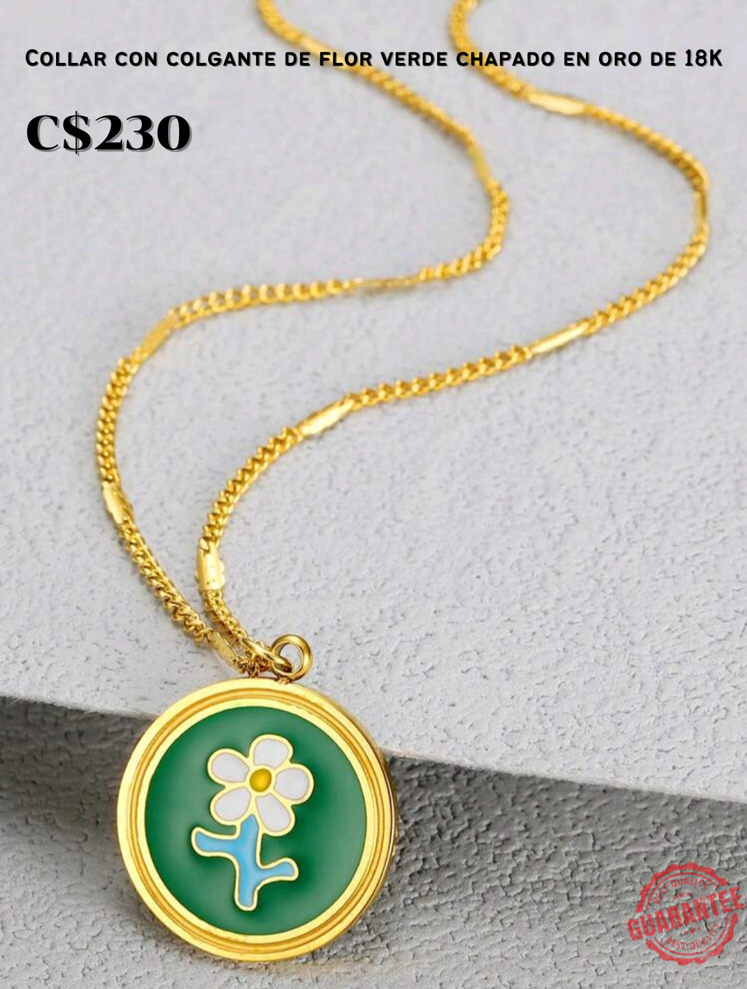 Collar con colgante de flor verde