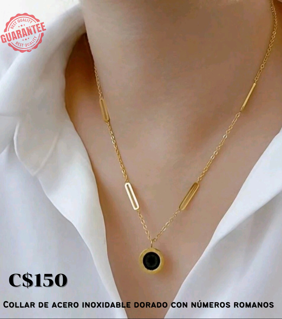 Collar de acero inoxidable dorado