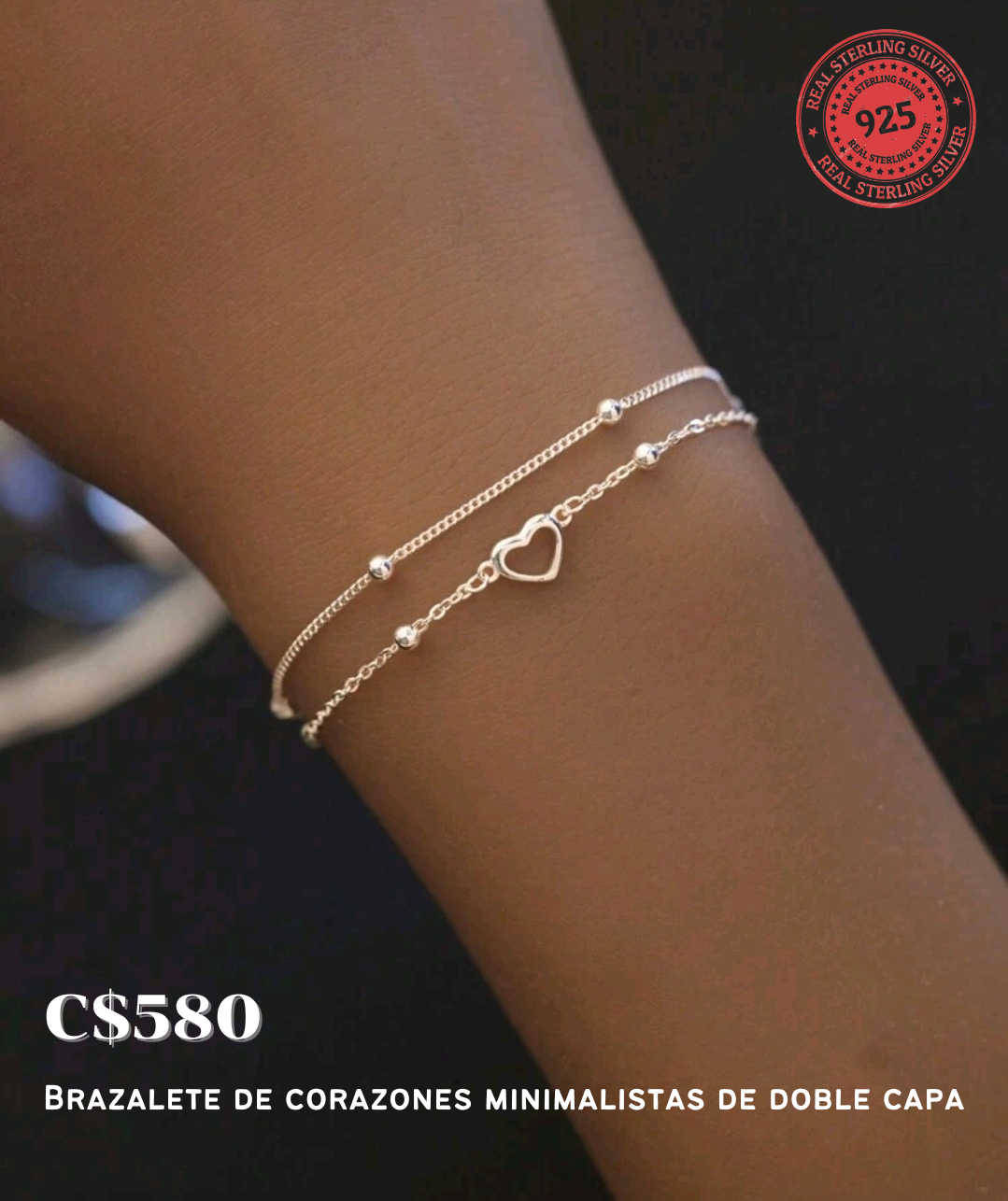 Brazalete de corazones minimalistas