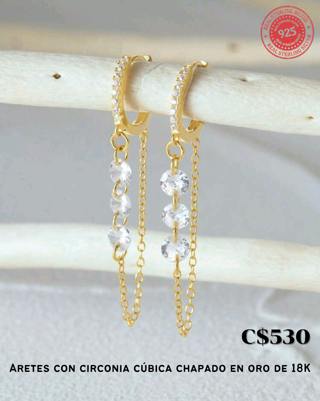 Aretes con circonia cúbica