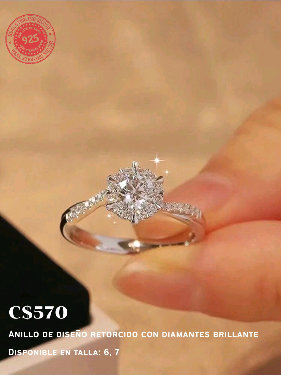 Anillo de diamantes brillante