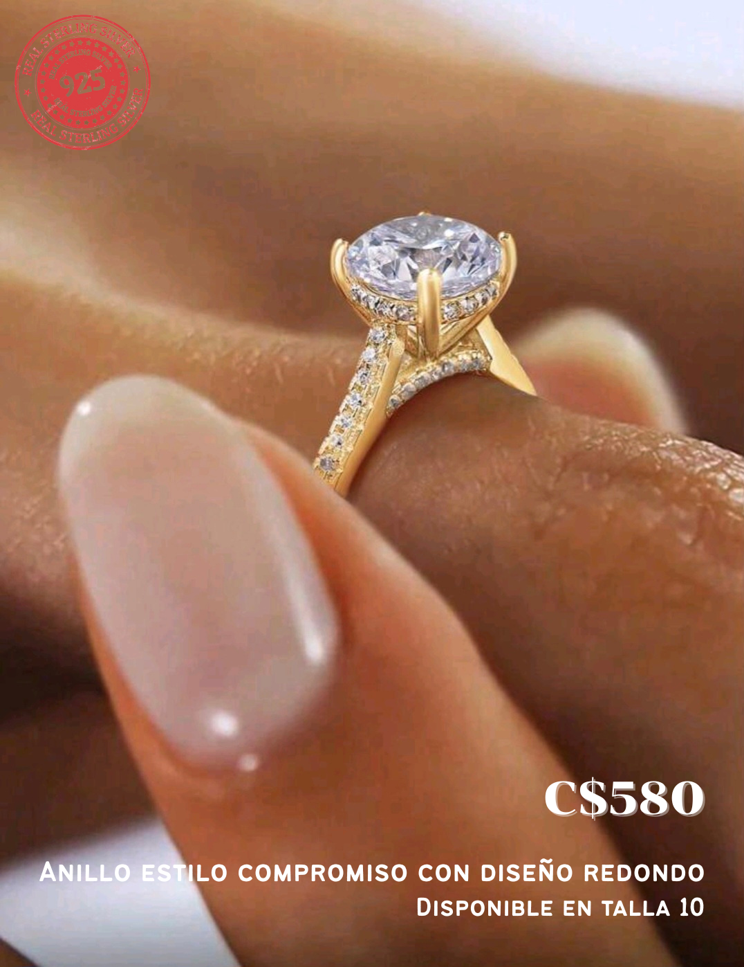 Anillo de compromiso dorado