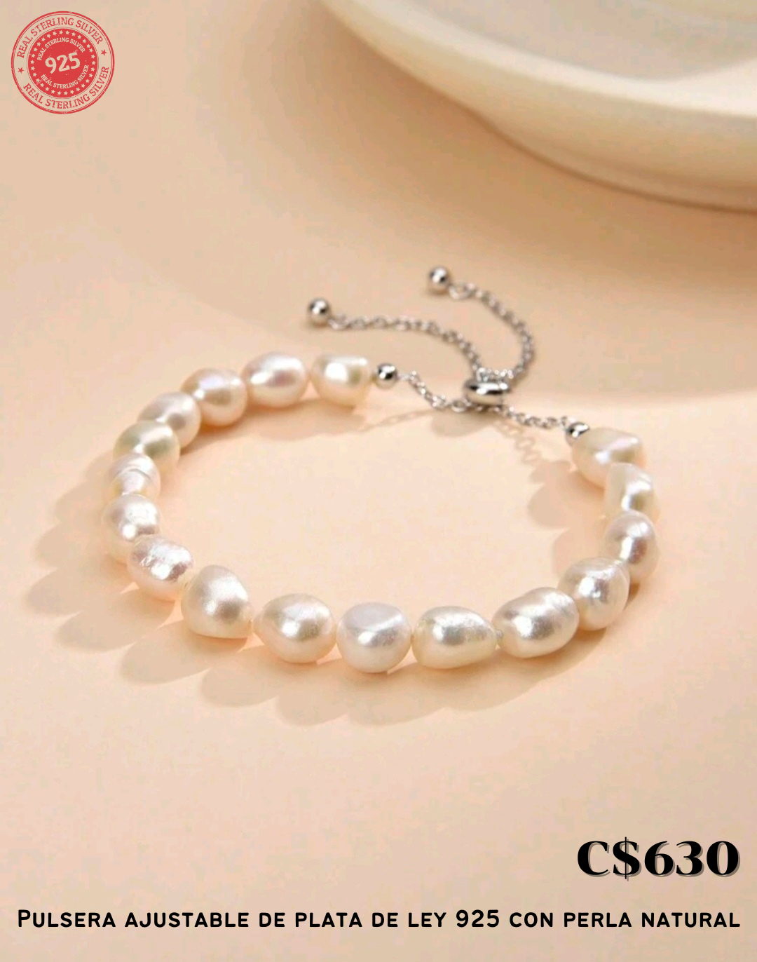 Pulsera de perlas naturales