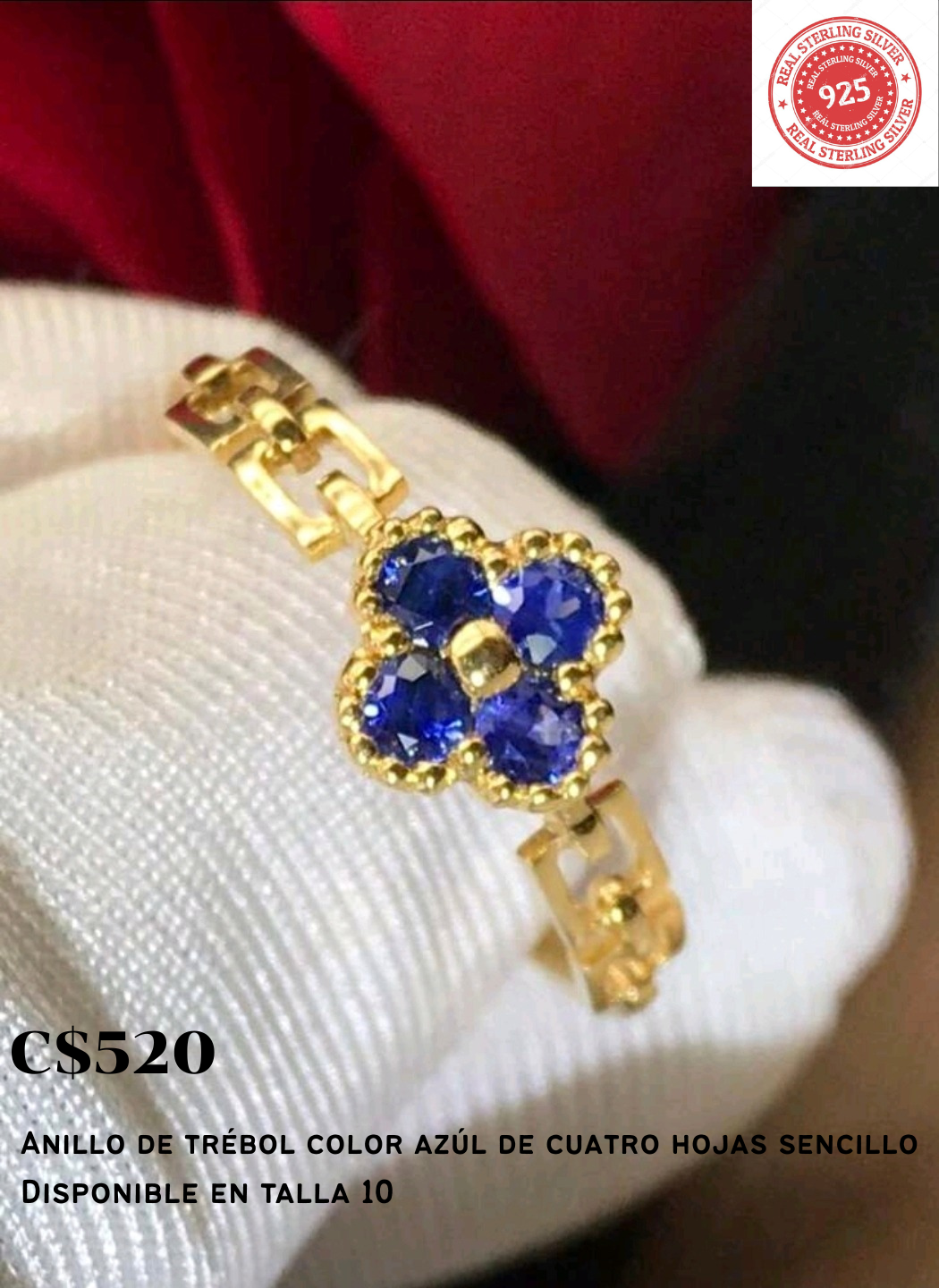 Anillo de trébol azul