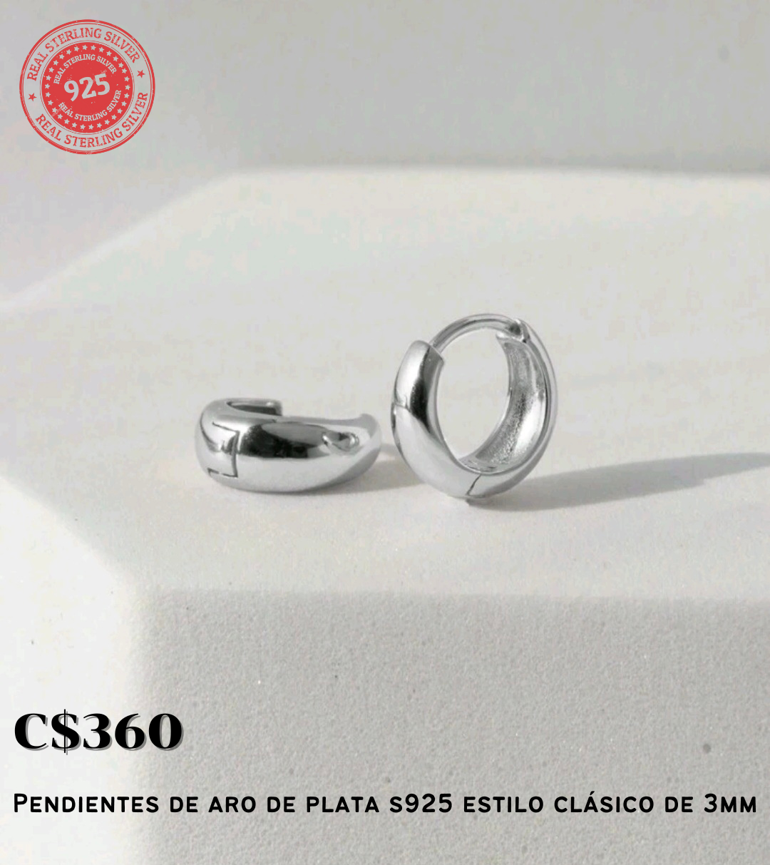 Pendientes de aro de plata S925