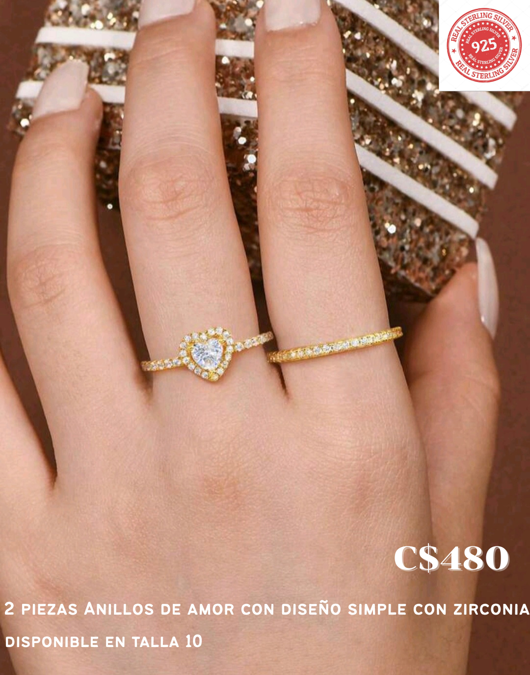 Set de anillos de amor con zirconia
