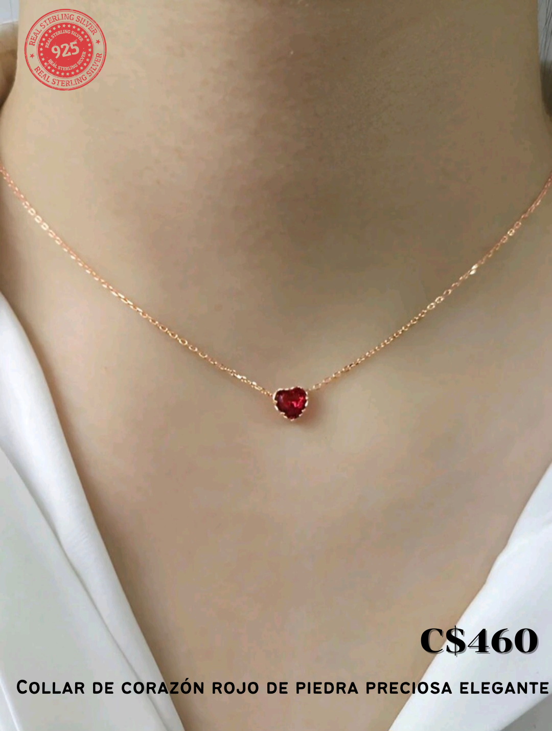 Collar de corazón rojo