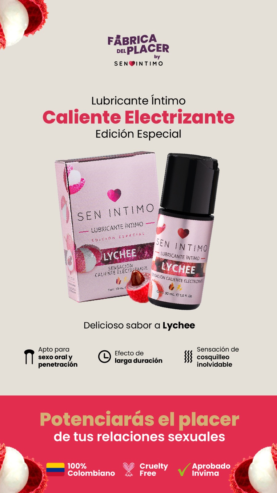 Lubricante Íntimo Electrizante Lychee