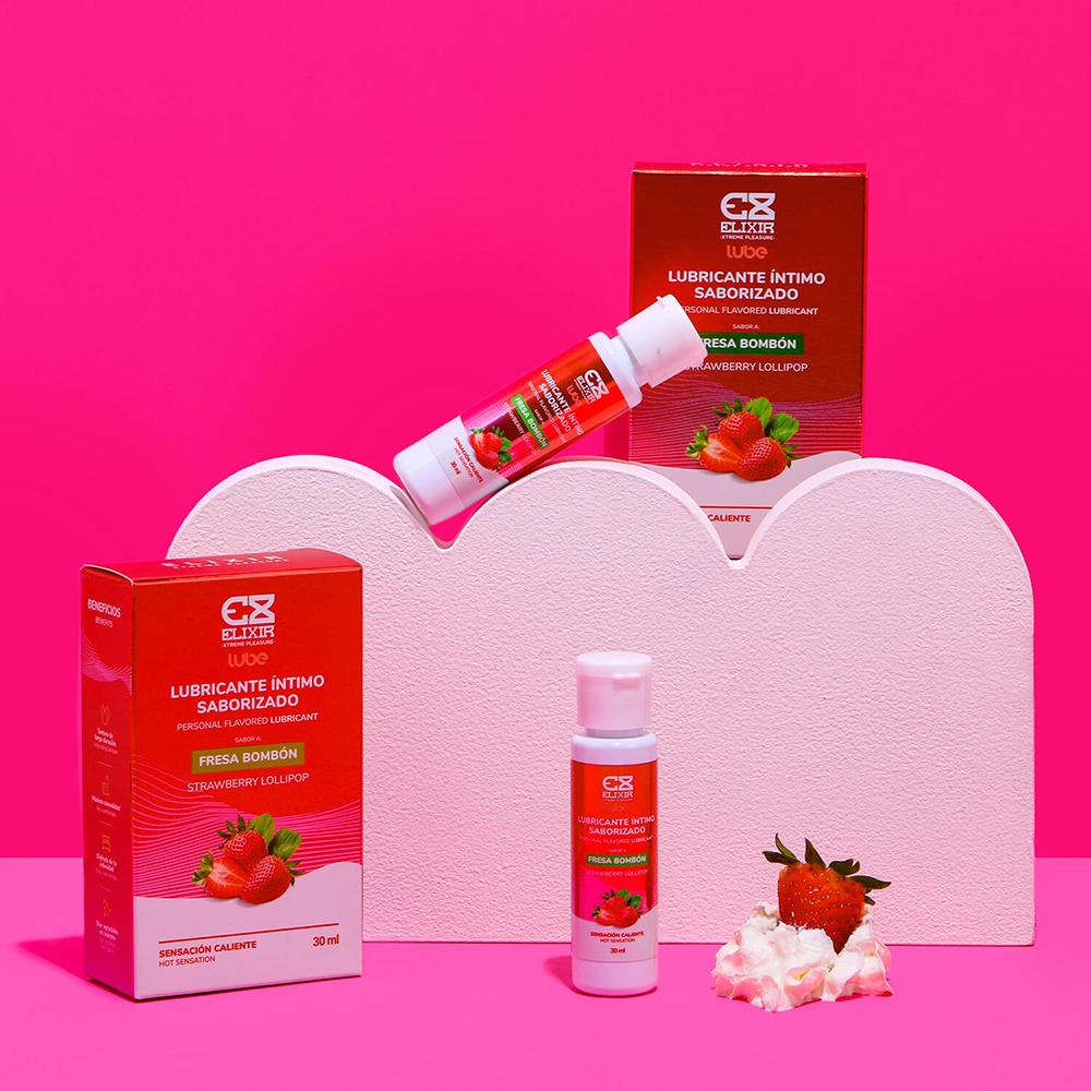 Lubricante Íntimo Caliente sabor a fresa - bombón 